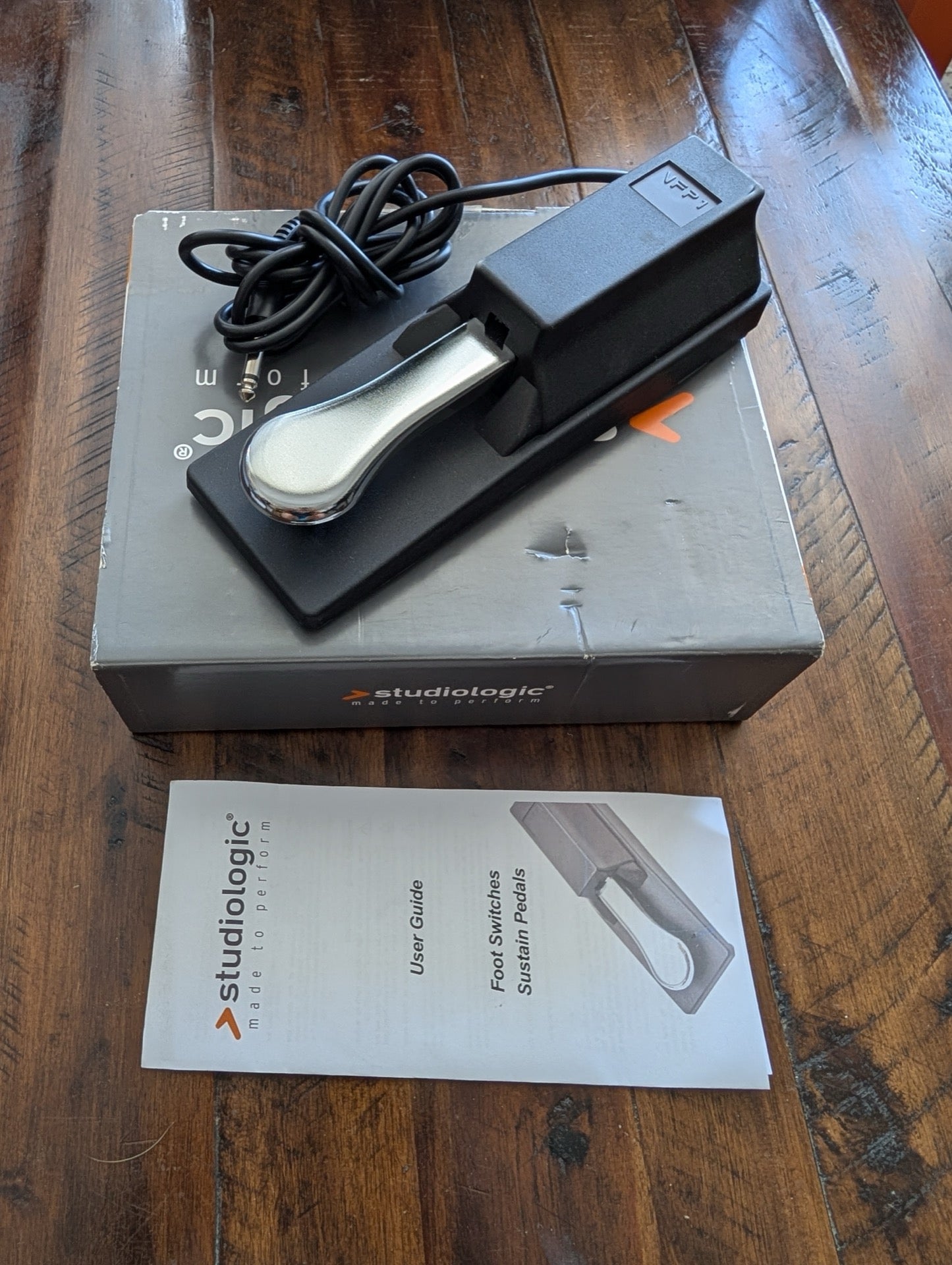 VFP1/10 Sustain Pedal from Studiologic - 2010s/2020s Musical Instruments, MIDI Controllers (Plastic, Metal Music Accessory, Not Applicable, Black, Chrome, Studiologic, VFP1, sustain pedal, keyboard, piano)