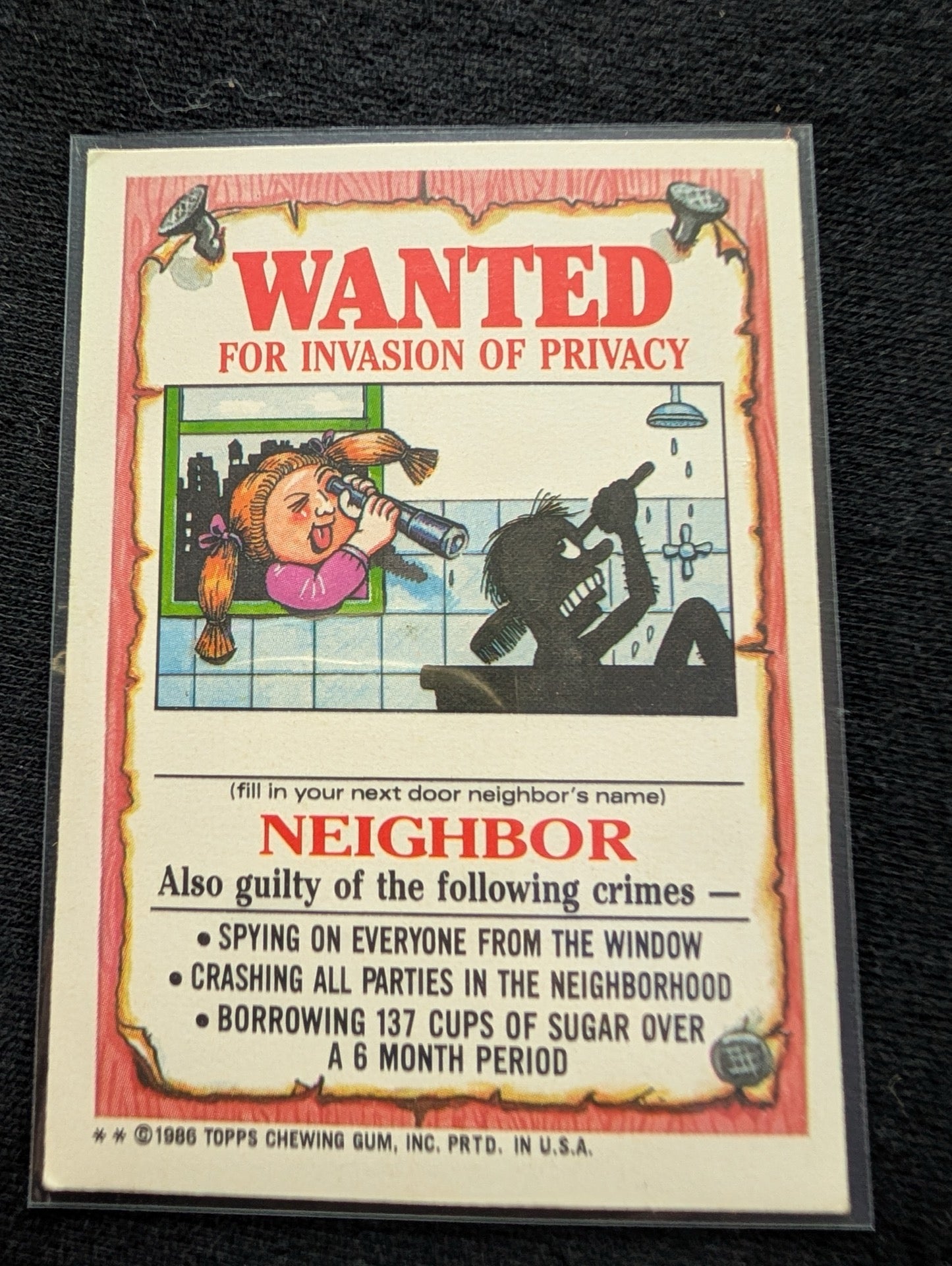 1986 GPK OS3 105a Juicy Jessica & 105b Green Dean Vintage Topps Card Pair