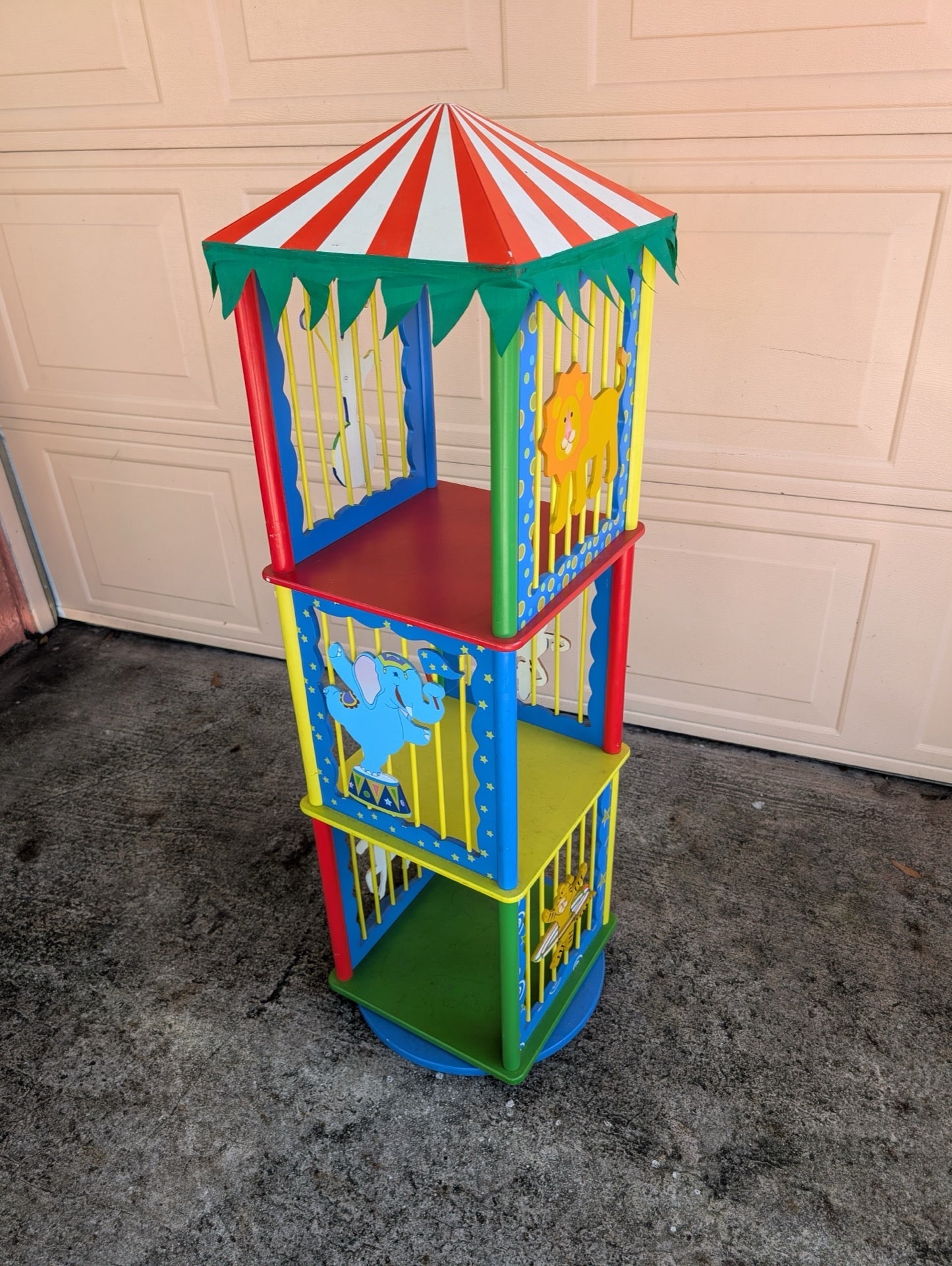 Magical Kids Circus Carousel Rotating Bookshelf - Spin & Store!