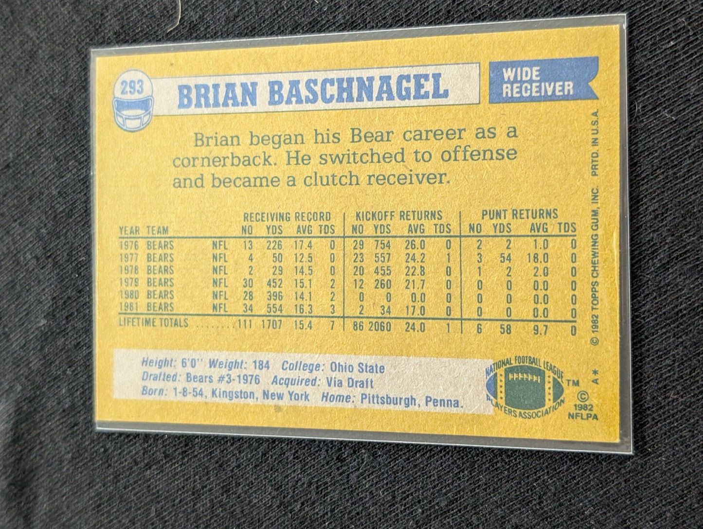 Brian Baschnagel 1979 & 1980 Topps Chicago Bears Lot (2) Vintage WR Cards