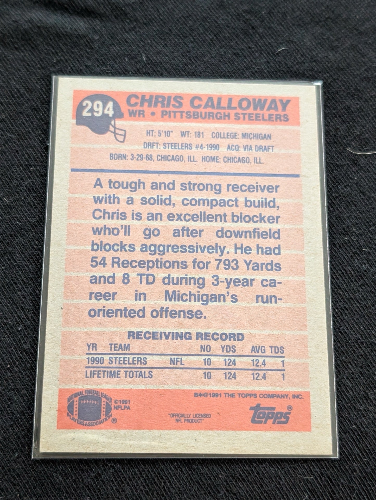Chris Calloway Lot (2) 1991 Topps Steelers & 1993 Collector's Choice Giants