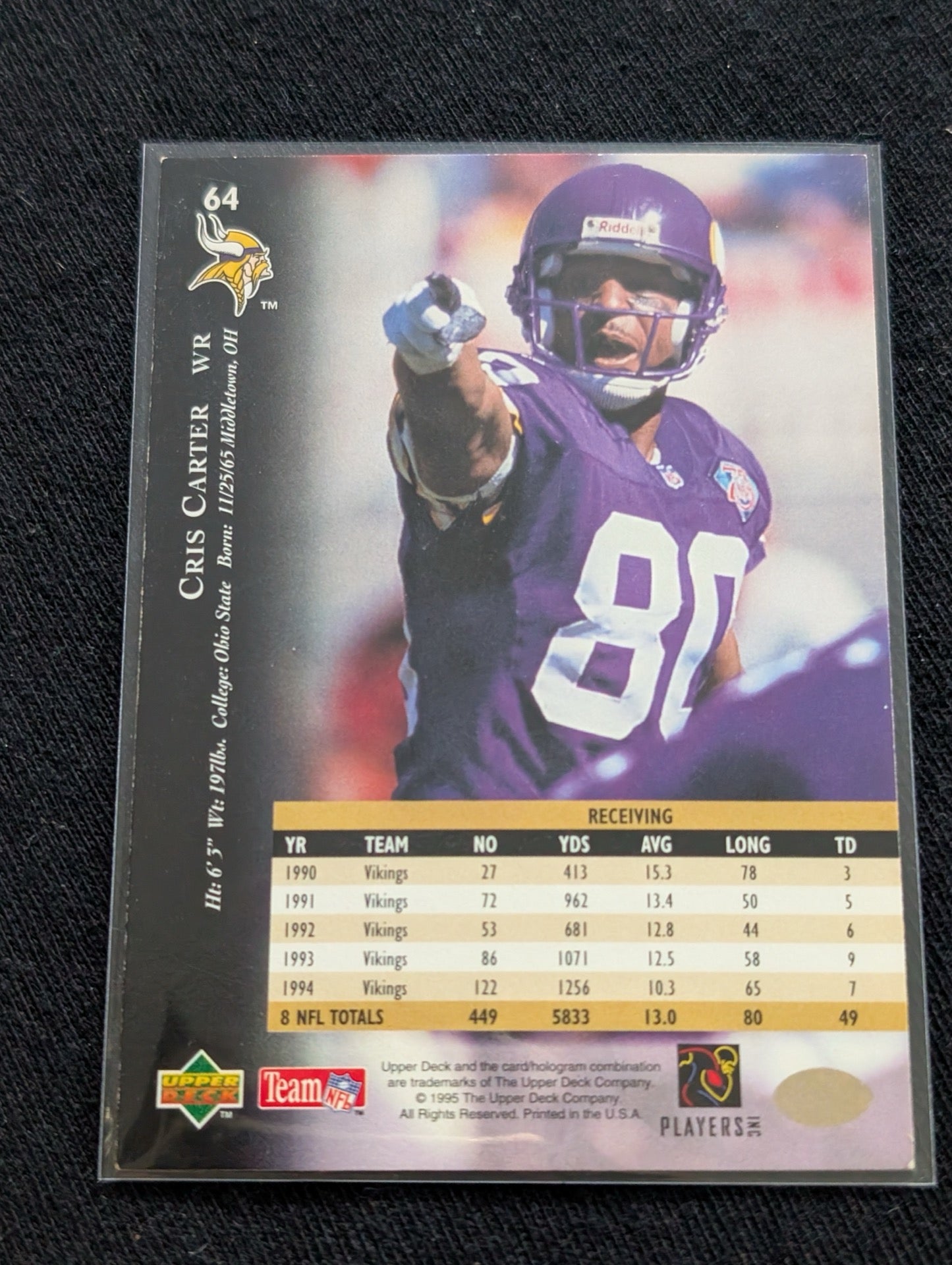 Cris Carter HOF Vikings Lot (4) 90s Cards Fleer Playoff Collector's Choice