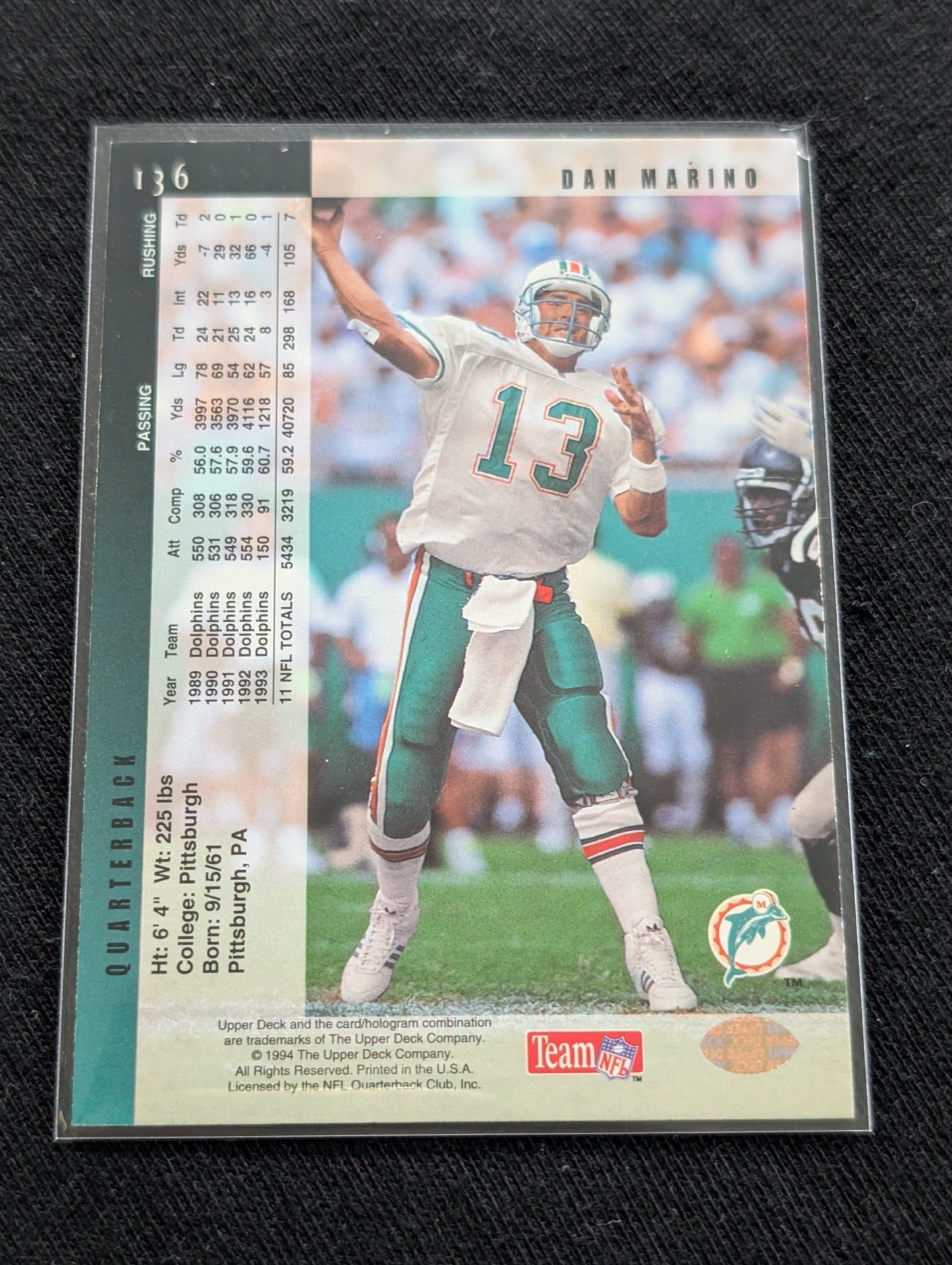 Dan Marino HOF Dolphins QB Legends Card Lot (4) Topps, SkyBox, UD