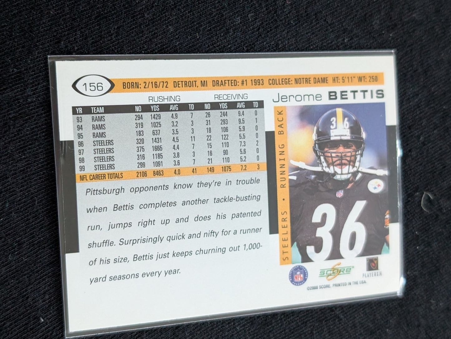Jerome Bettis "The Bus" Steelers HOF Lot-2 2002 Donruss Ionix & 1997 Score
