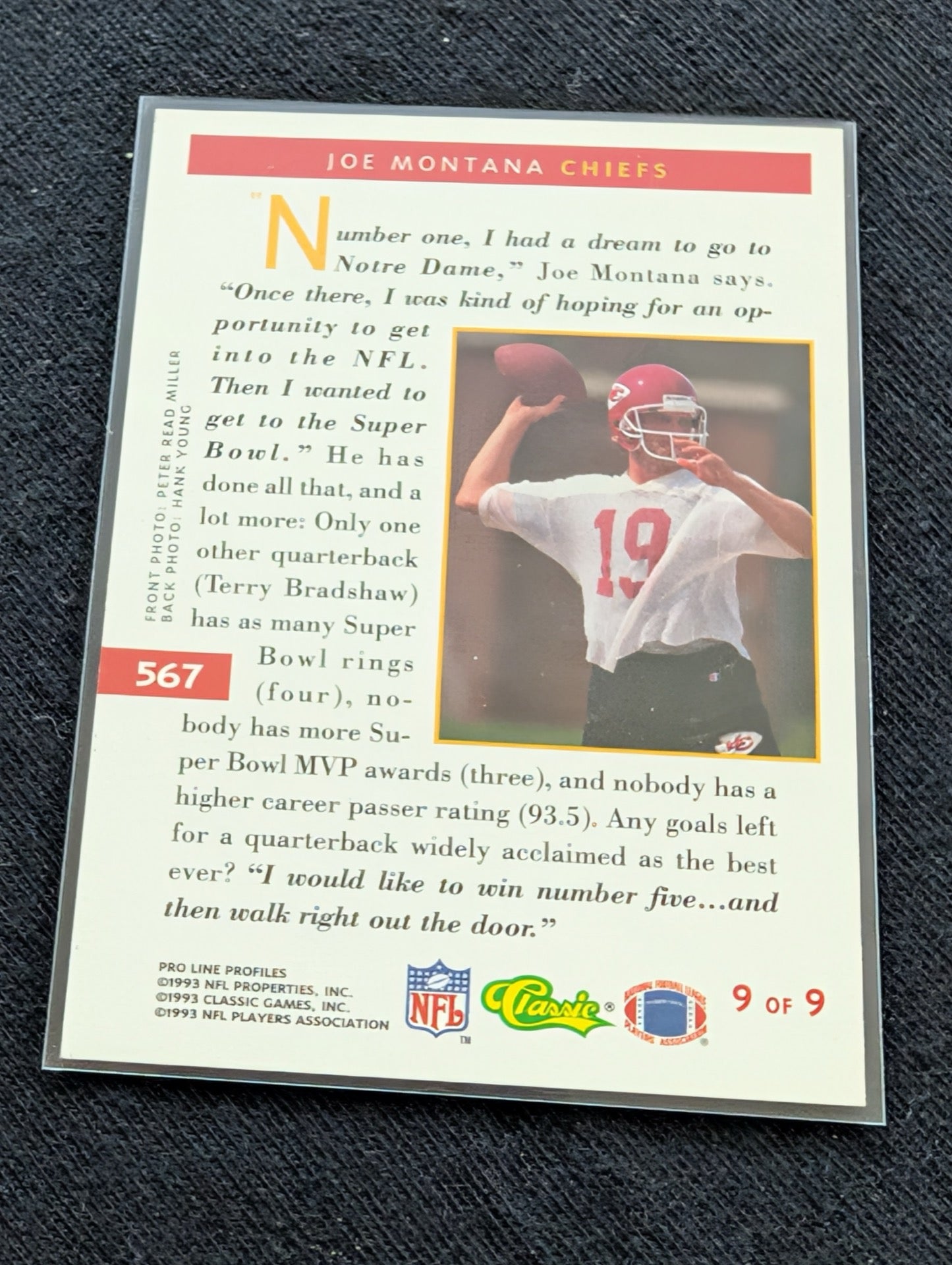 Joe Montana HOF QB Legend Lot (3) 1991 Topps, 1991 Pro Line, 1994 UD Chiefs