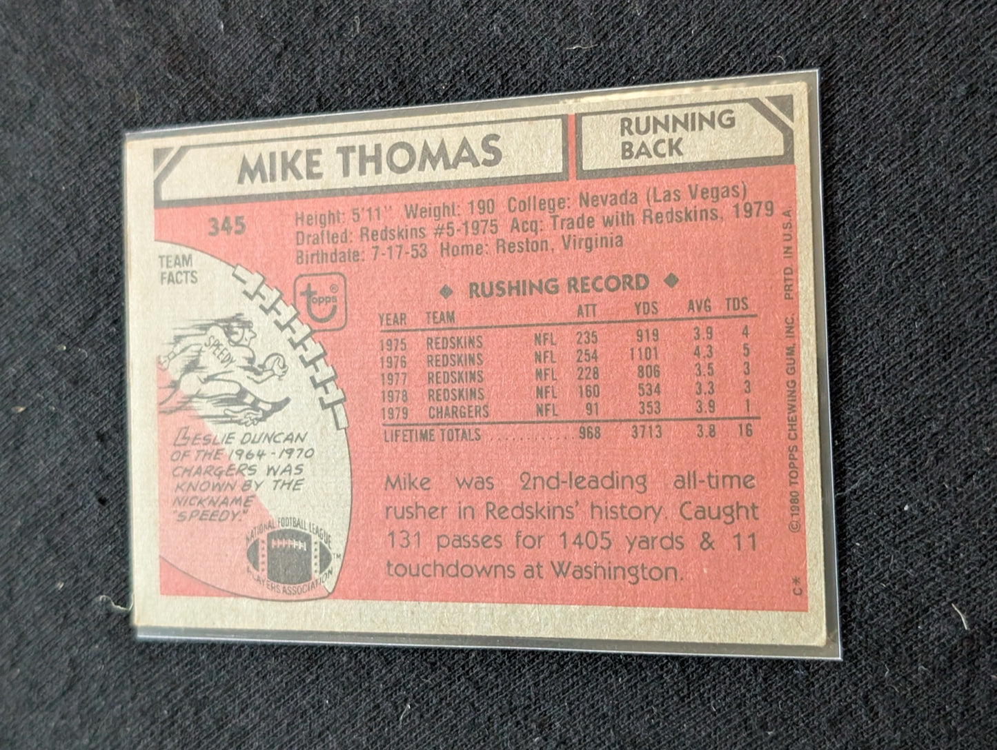 Mike Thomas Chargers Vintage Topps Lot (2) 1980 & 1981 RB