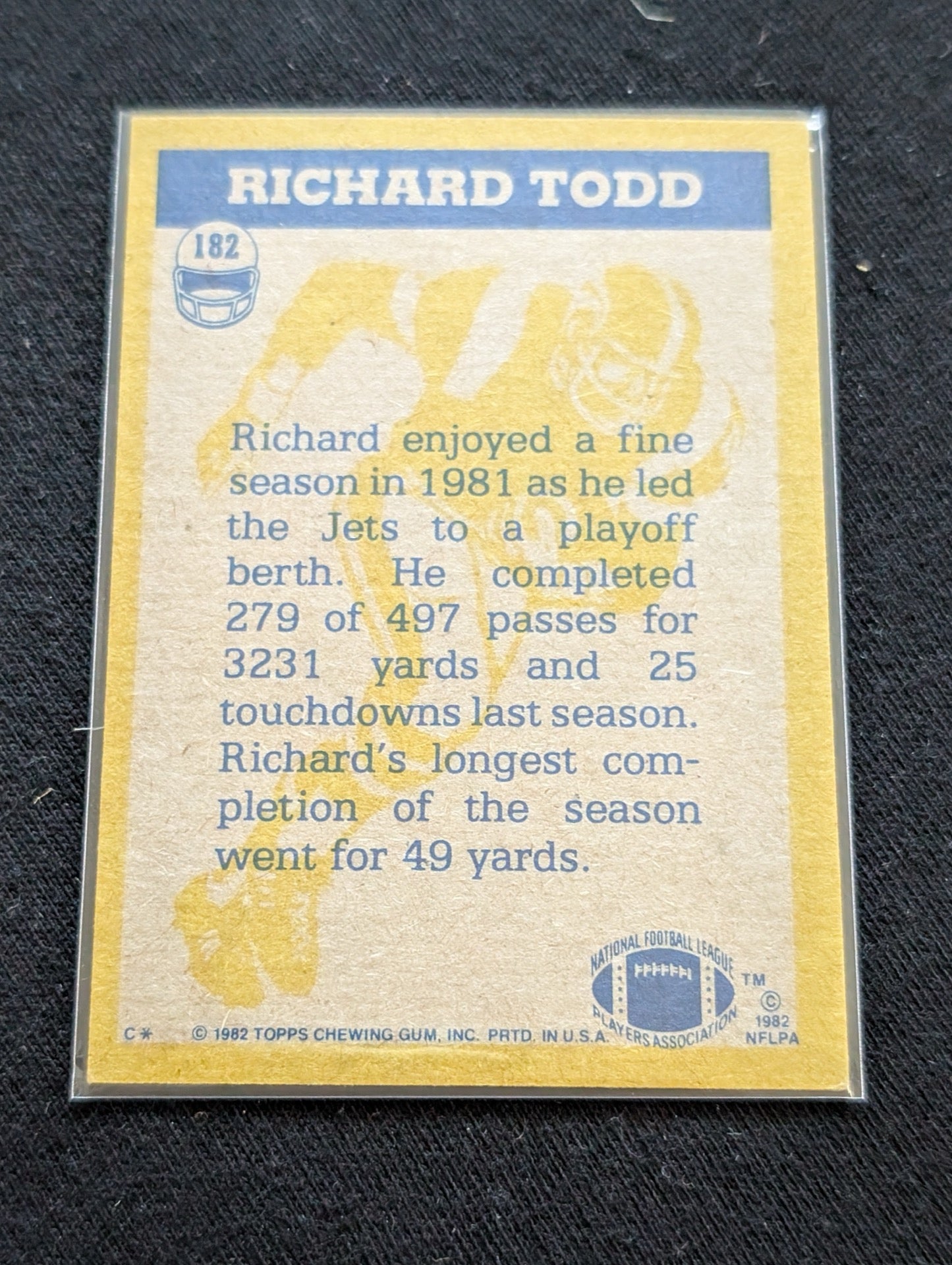 Richard Todd New York Jets QB Vintage Topps Lot (3) 1980 1981 1982 In Action
