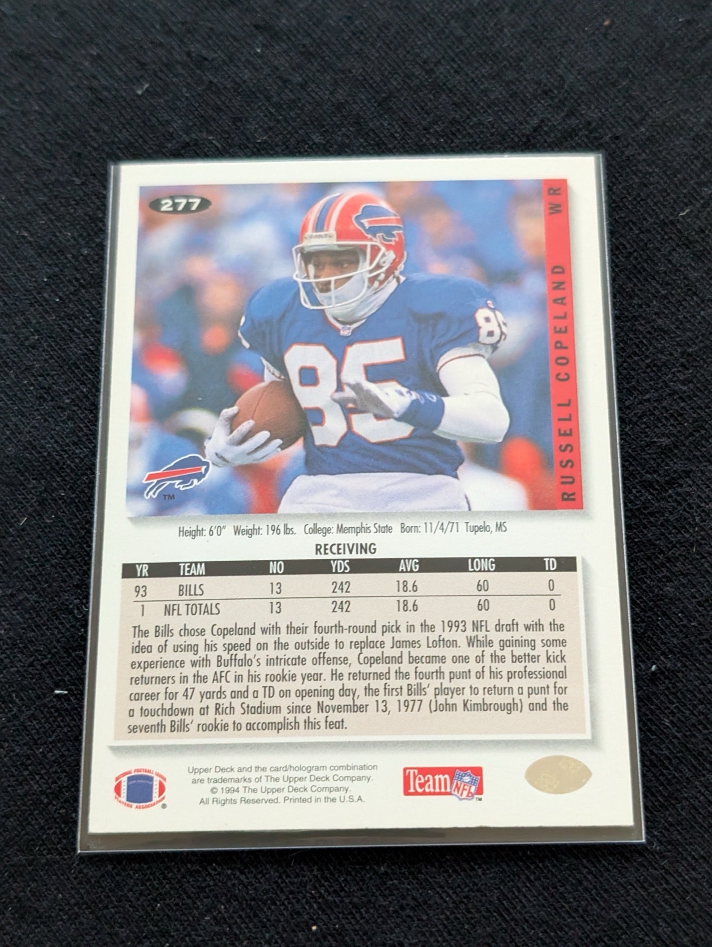 Russell Copeland Bills WR/KR Lot (2) 1996 Topps & 1994 Collector's Choice