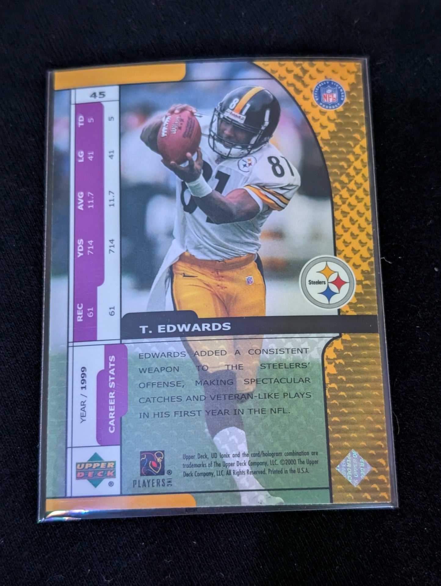 Troy Edwards Steelers WR Lot (2) 2002 Score & Donruss Ionix 1st Rd Pick