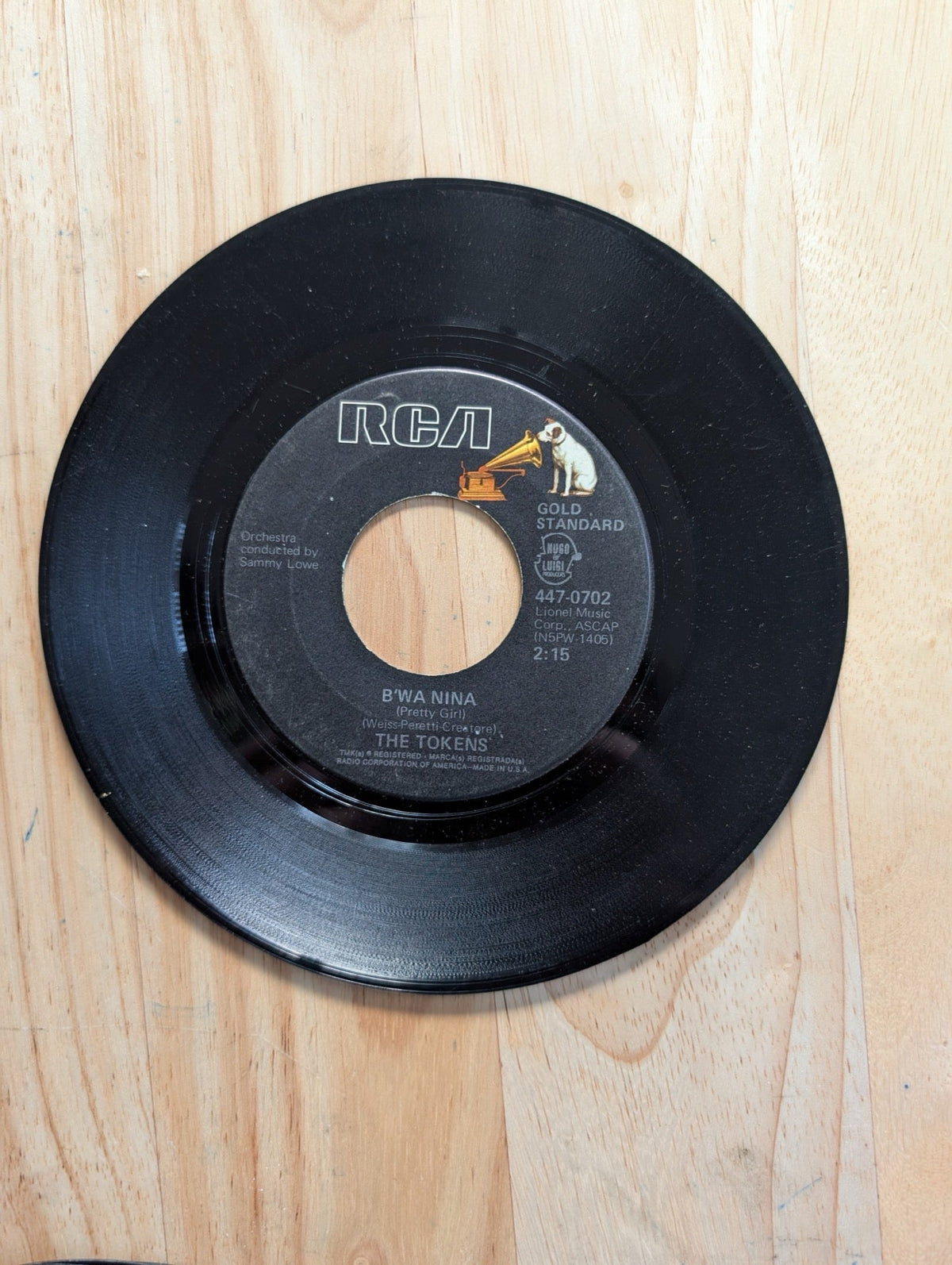 The Tokens - B'wa Nina / Lion Sleeps Tonight 45 RPM RCA Gold Standard 447-0702