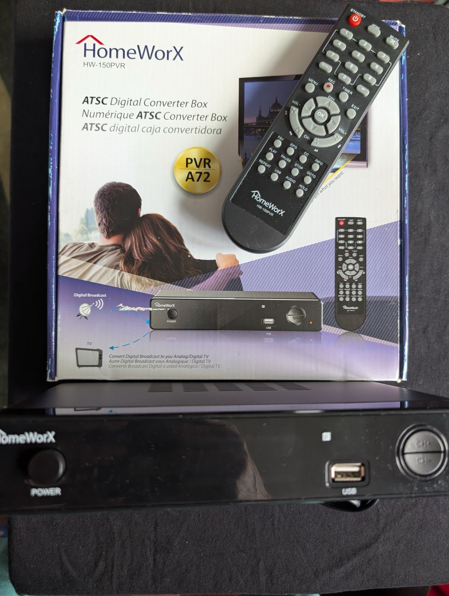 HomeWorx HW-150PVR ATSC Digital Converter Box w/ PVR & Remote - In Box