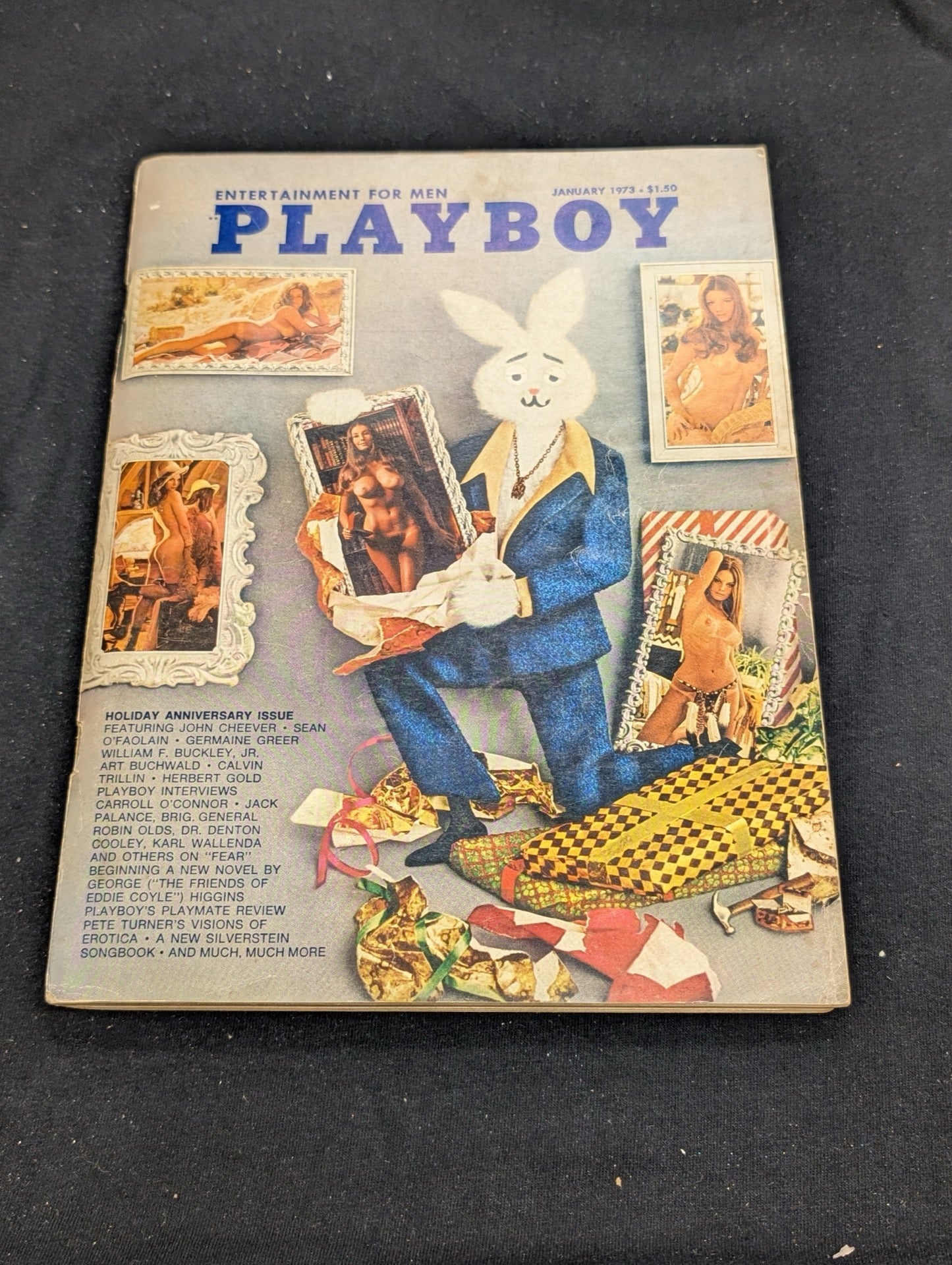 Playboy Magazine January 1973 Holiday Anniversary Issue Rabbit Art Cover