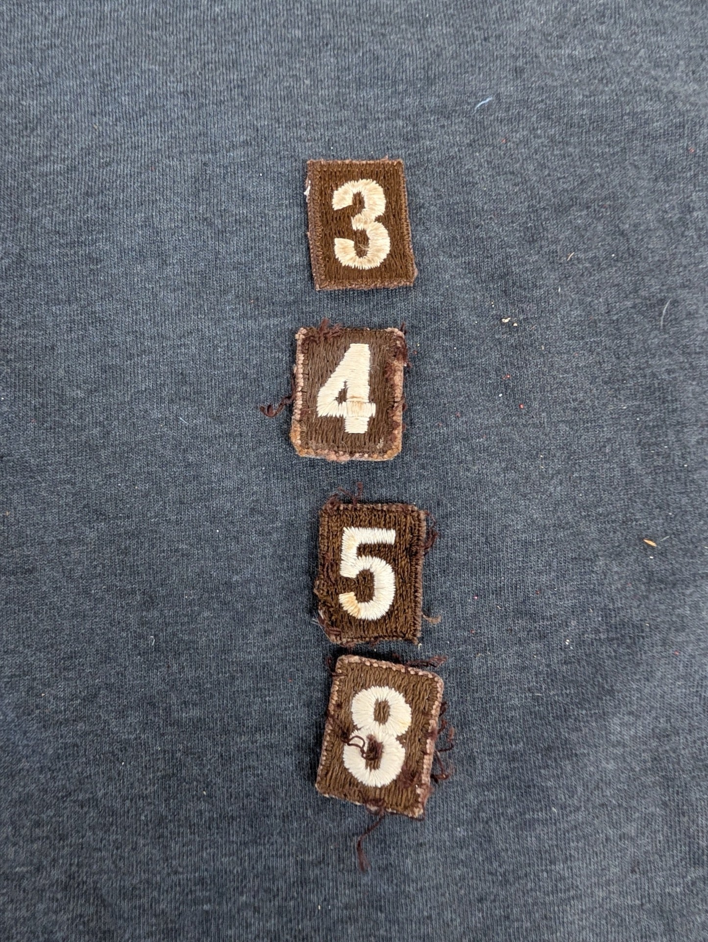 Vintage Boy Scouts Unit Number Patches Lot 3 4 5 8 BSA Uniform Brown