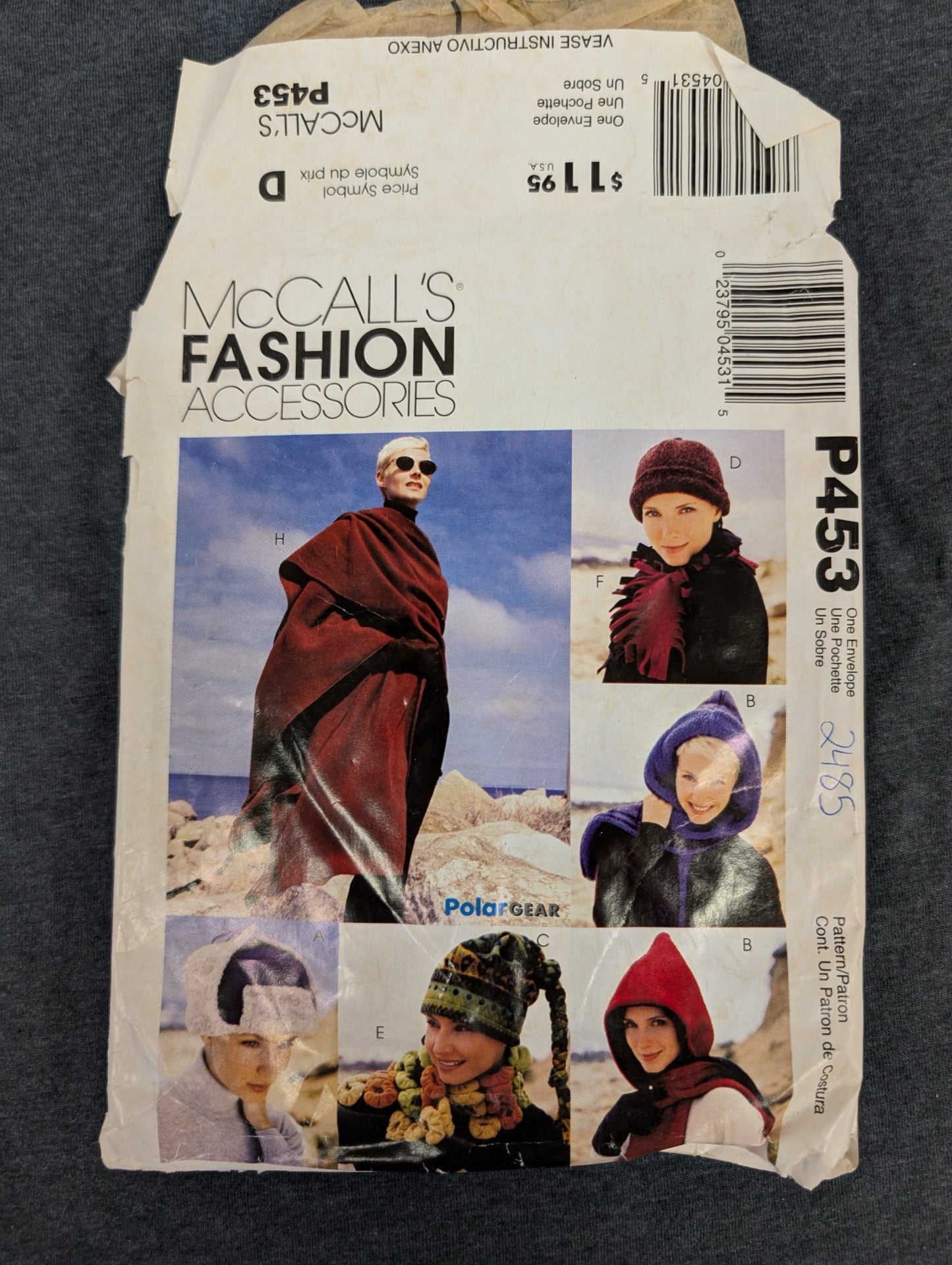 McCall's P453 Fashion Accessories Fleece Hats Scarves Sewing Pattern