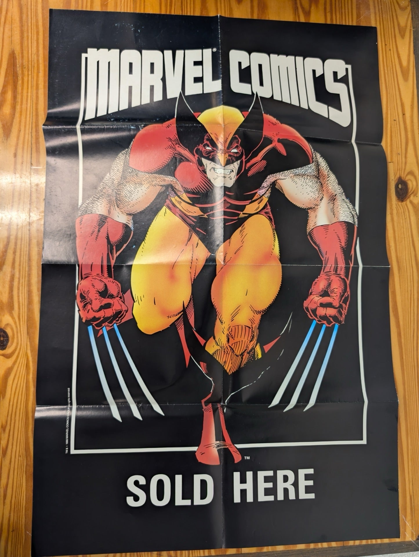 Vintage Marvel Comics Sold Here Retailer Promo Poster Wolverine