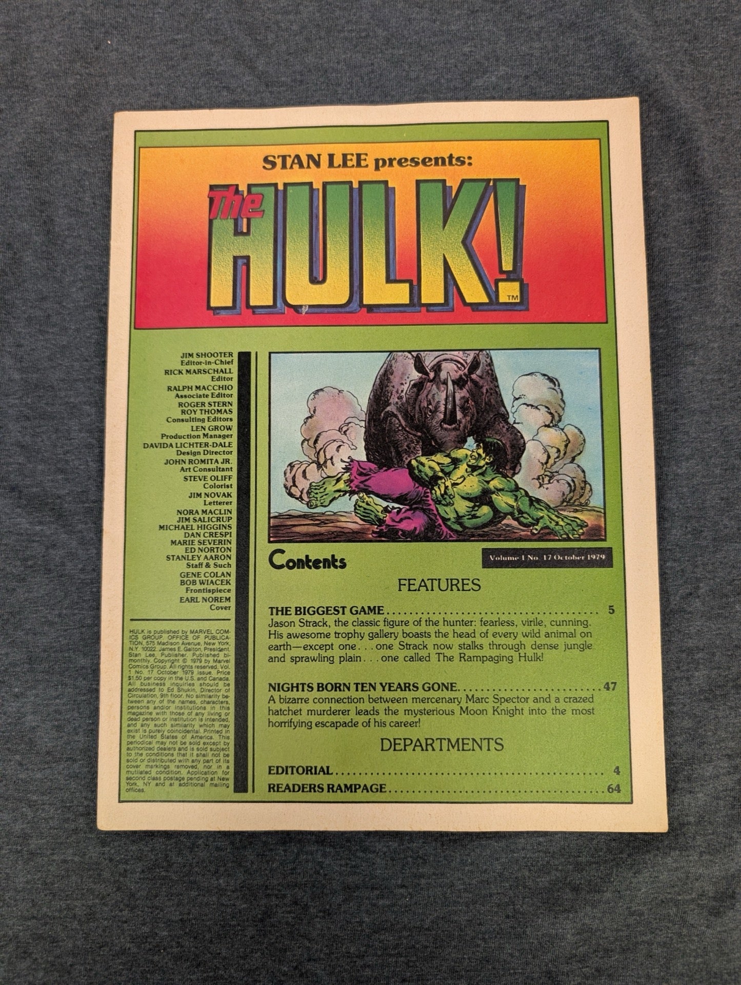 The Hulk! Magazine #17 October 1979 Marvel Color Magazine Back