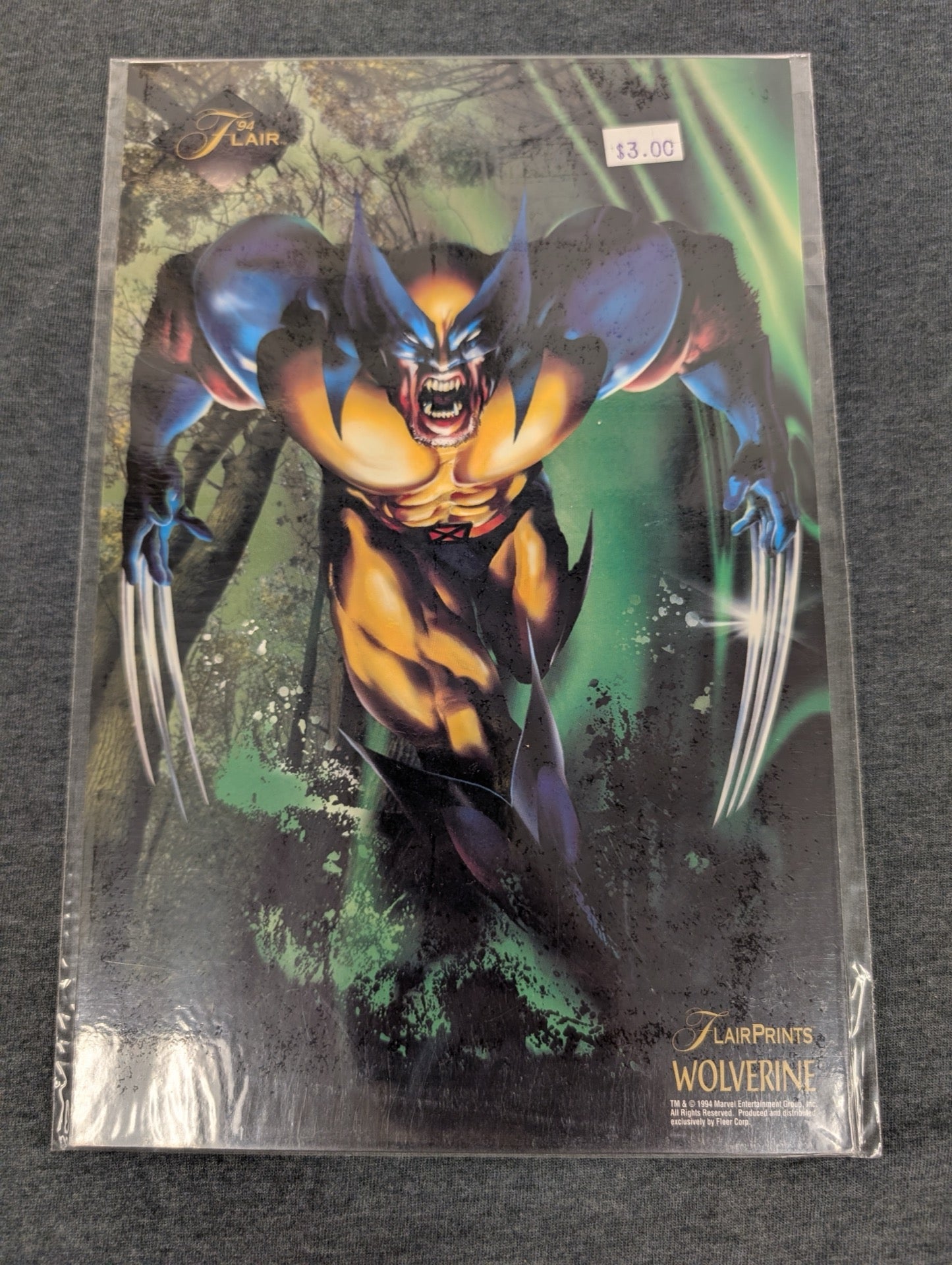 1994 Flair Marvel FlairPrints Wolverine Oversized Card Print Logan X-Men Art