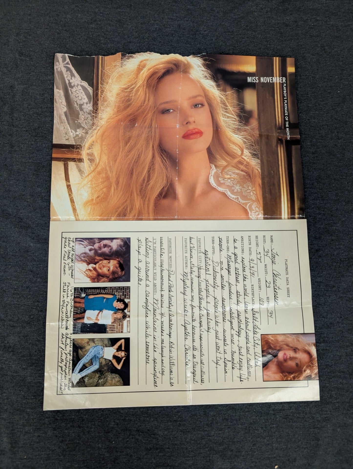 Vintage Playboy Centerfold Miss November 1991 Tonja Christensen Playmate