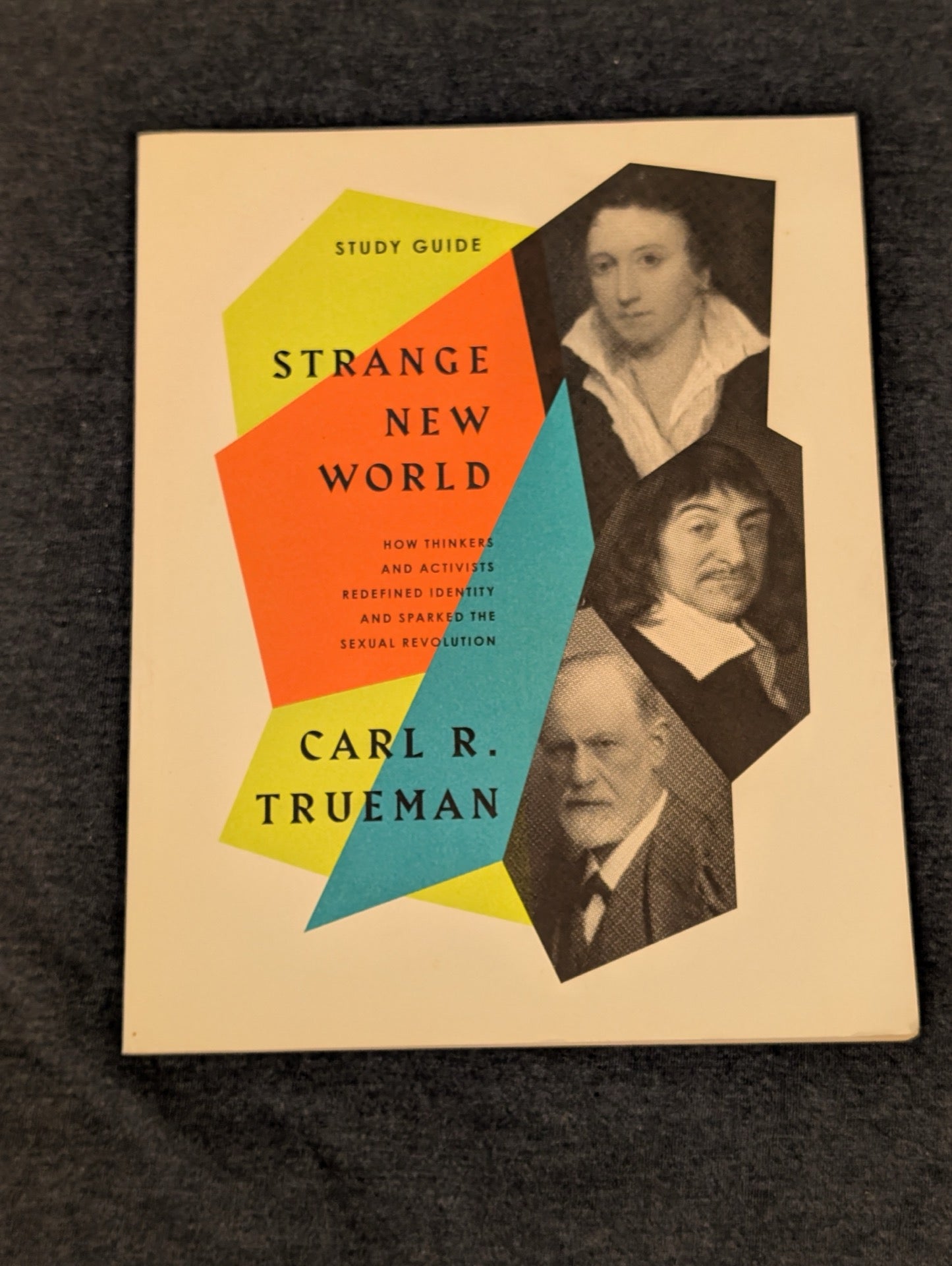 Cover of the Strange New World Study Guide by Carl R. Trueman featuring historical portraits.