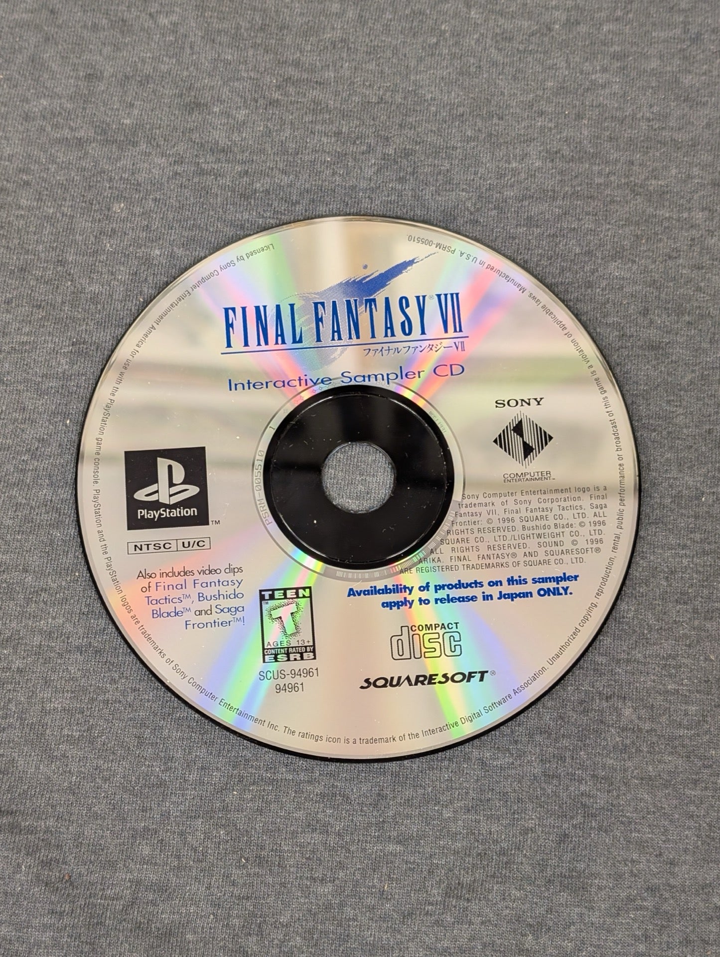 Final Fantasy VII Interactive Sampler CD close up