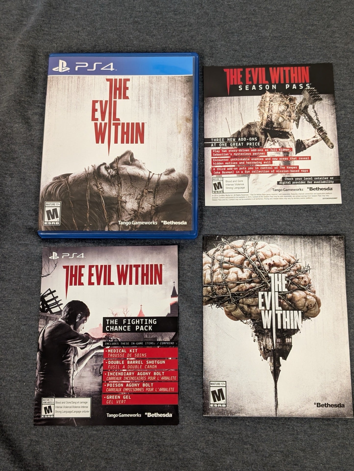 The Evil Within empty PS4 case with Season Pass and Fighting Chance inserts. No game included.