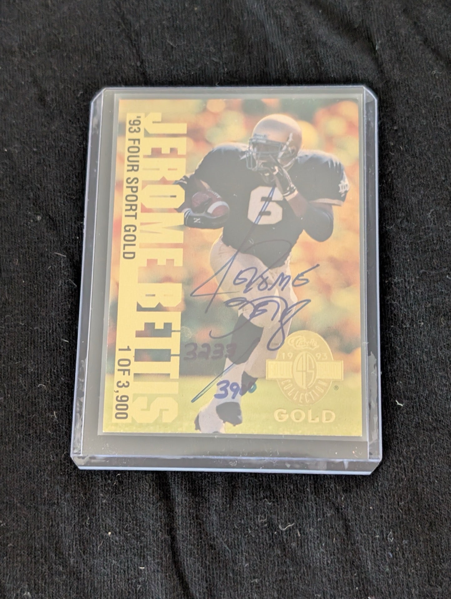 1993 Classic Four Sport Jerome Bettis Autograph Gold card numbered out of 3900