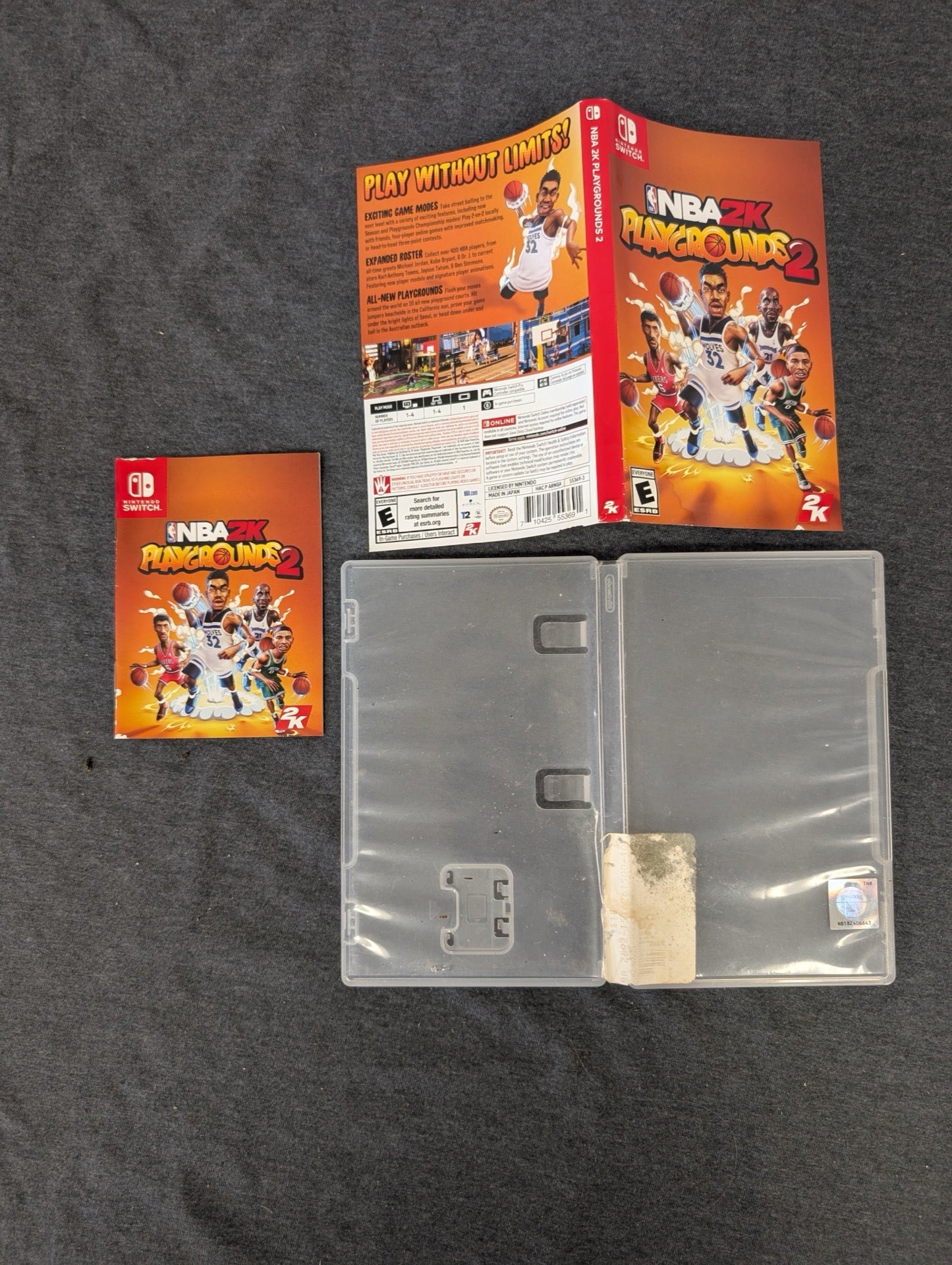 Empty NBA 2K Playgrounds 2 Nintendo Switch case and manual