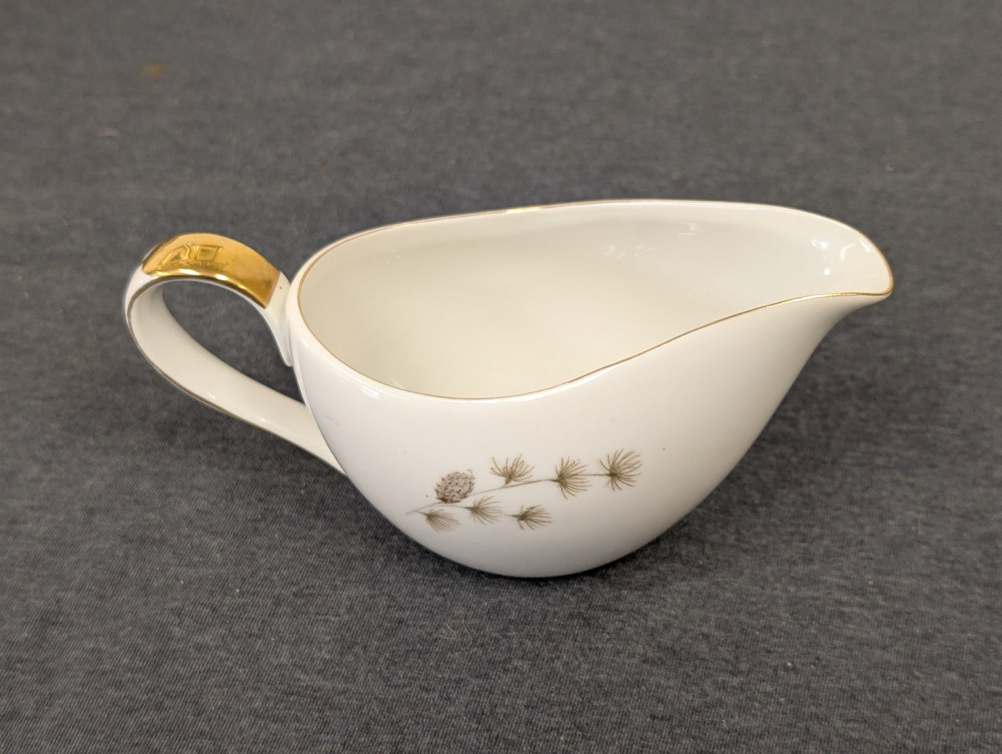 Vintage Mikasa Fine China Sequoia Pattern Gravy Boat Side View
