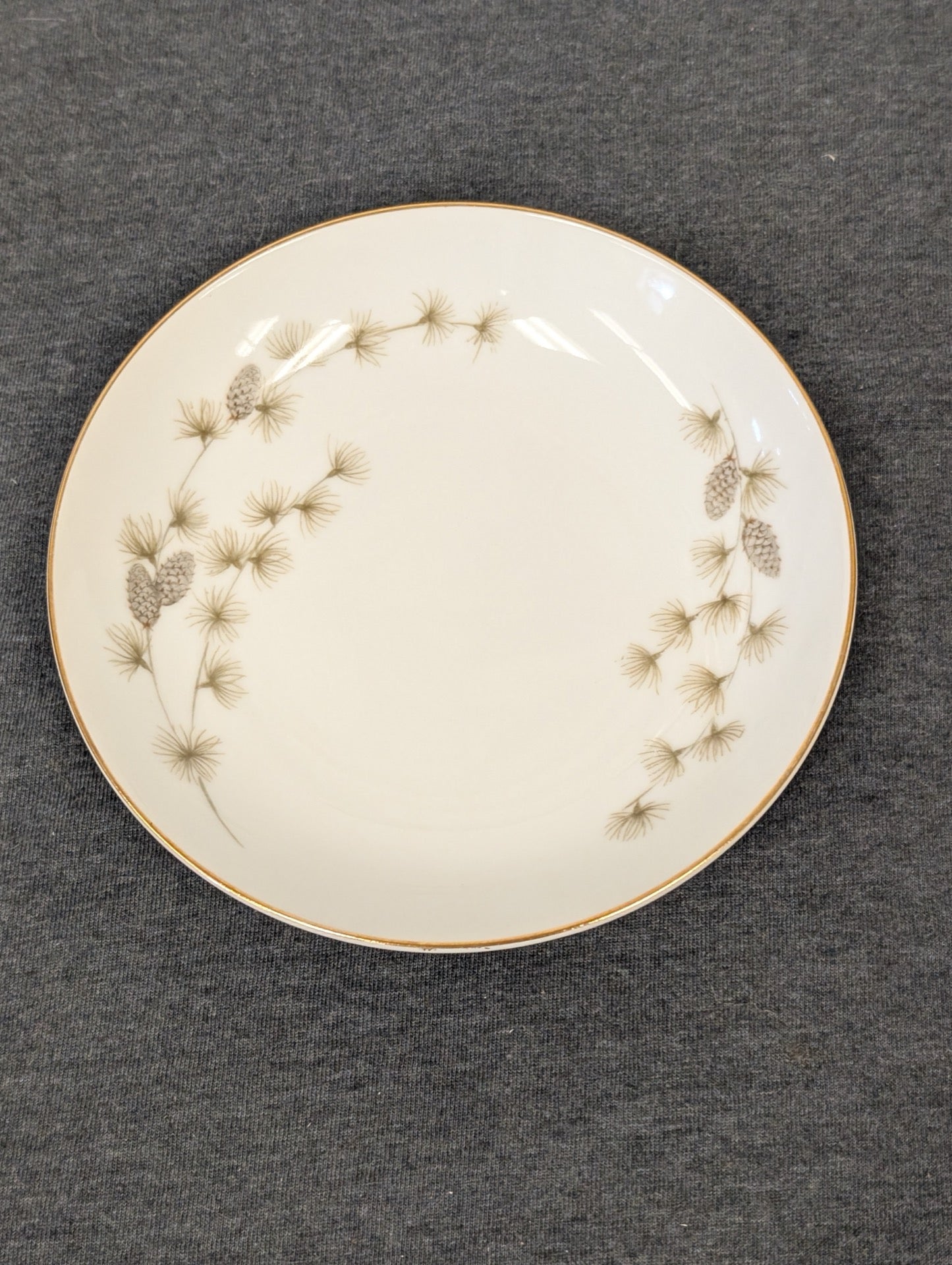 Angled front view of the Mikasa Sequoia plate showing the asymmetrical design.