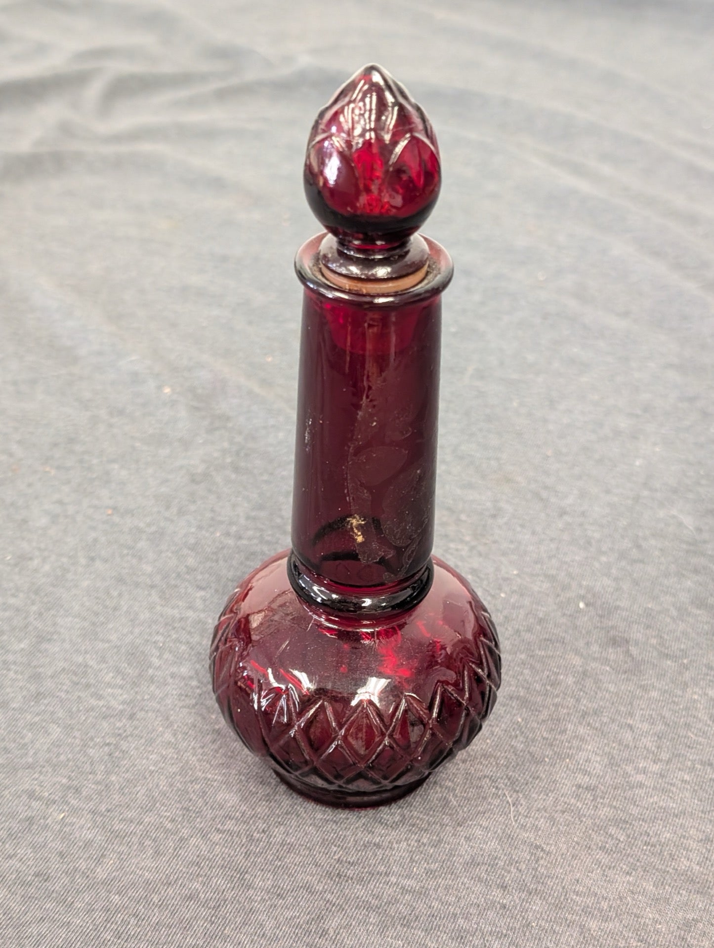 Vintage Avon ruby red glass cologne bottle with stopper
