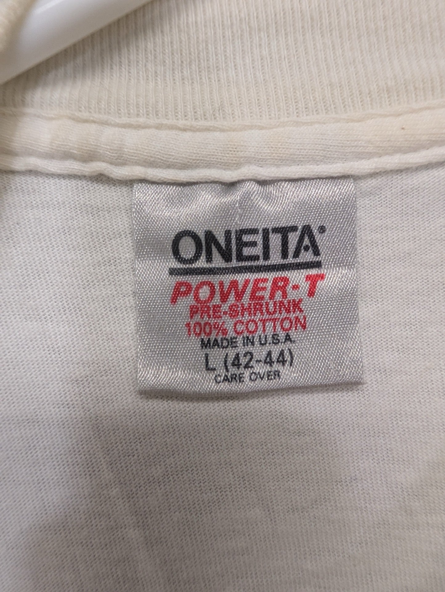Vintage Oneita Power-T Made in USA tag