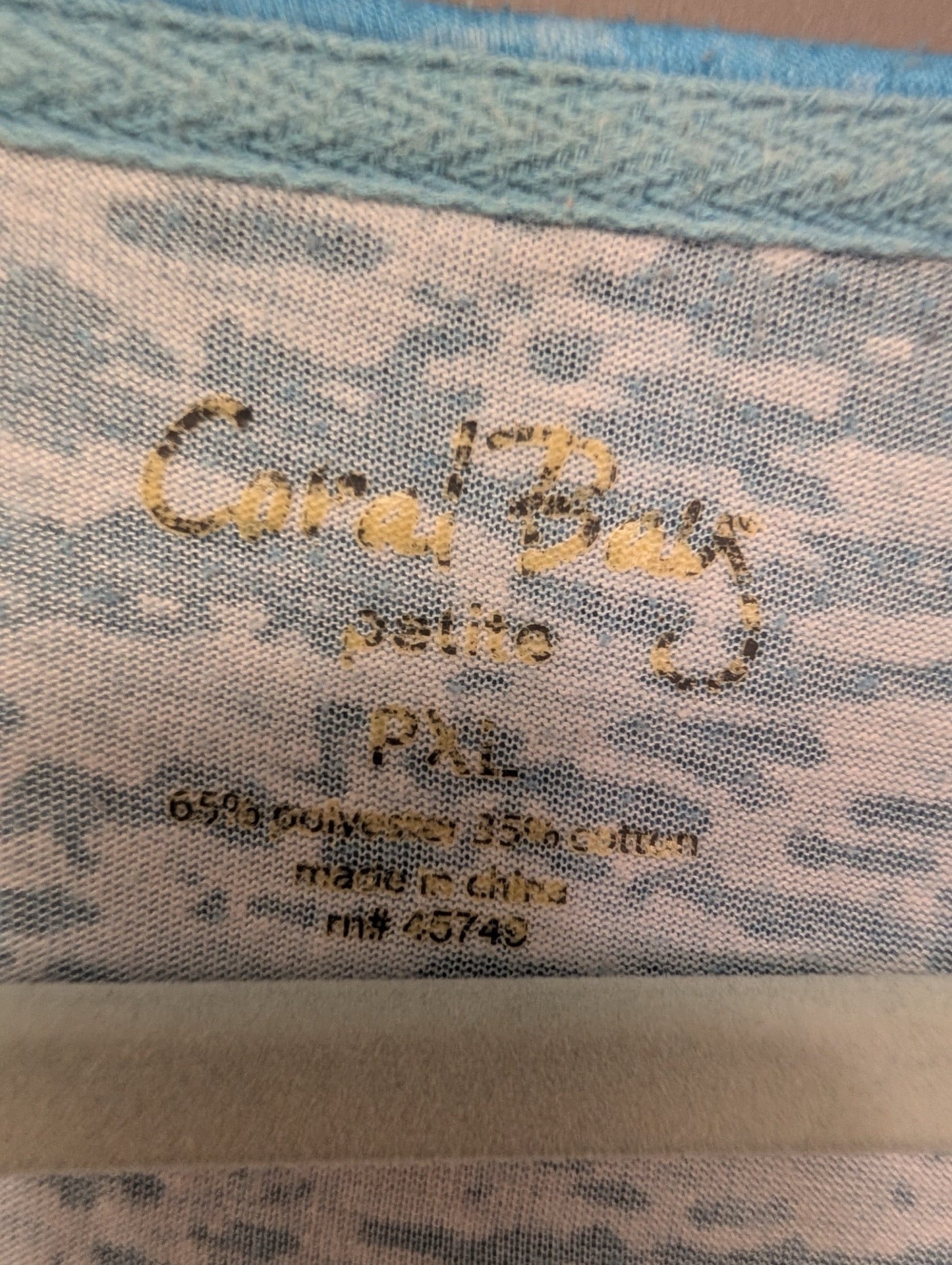 Coral Bay petite PXL tag printed on fabric