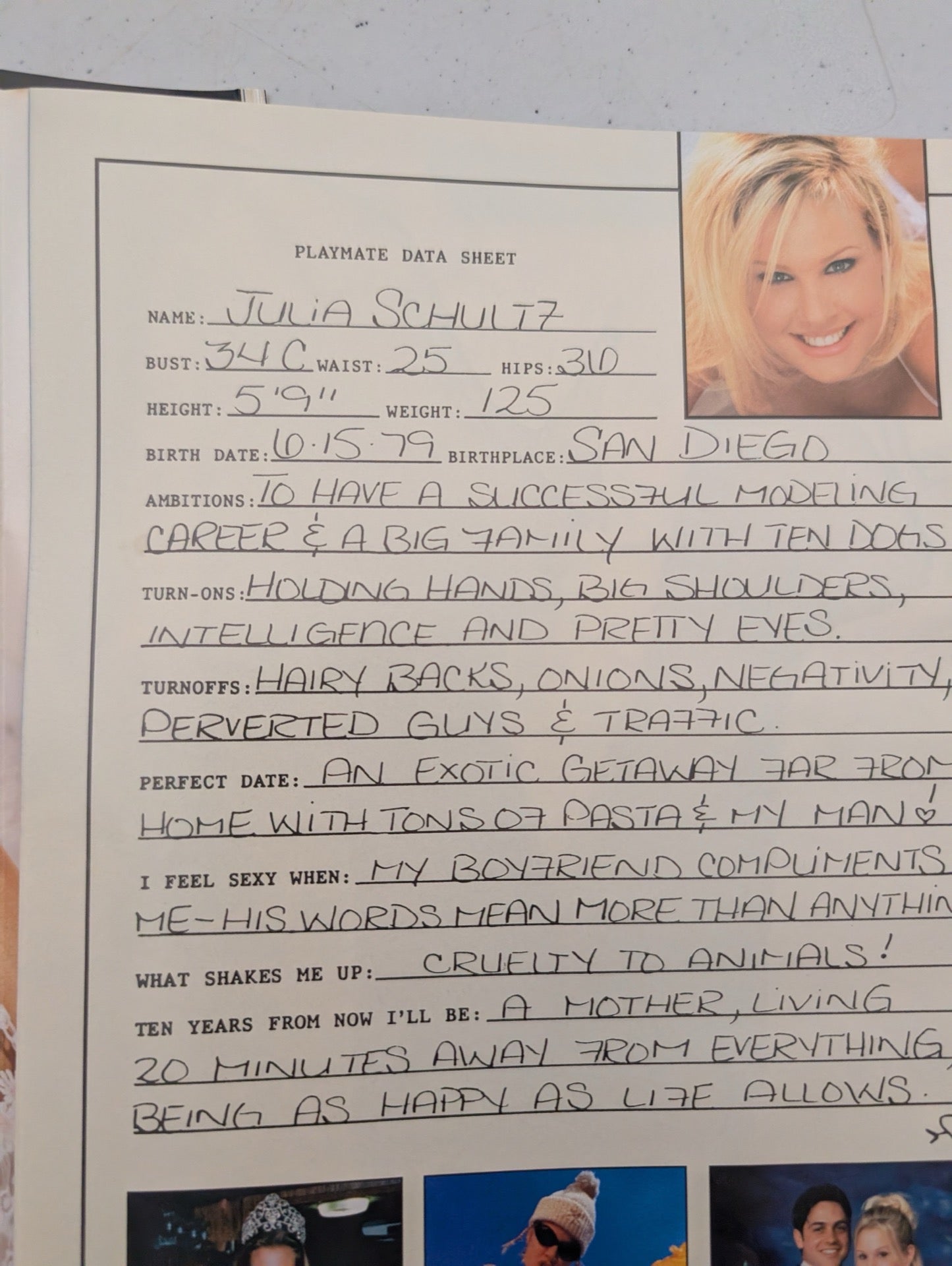 Playmate data sheet for Julia Schultz