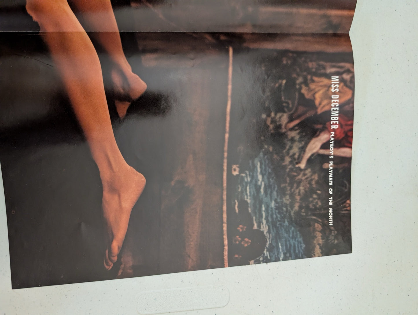 Inside centerfold page view of vintage Playboy magazine