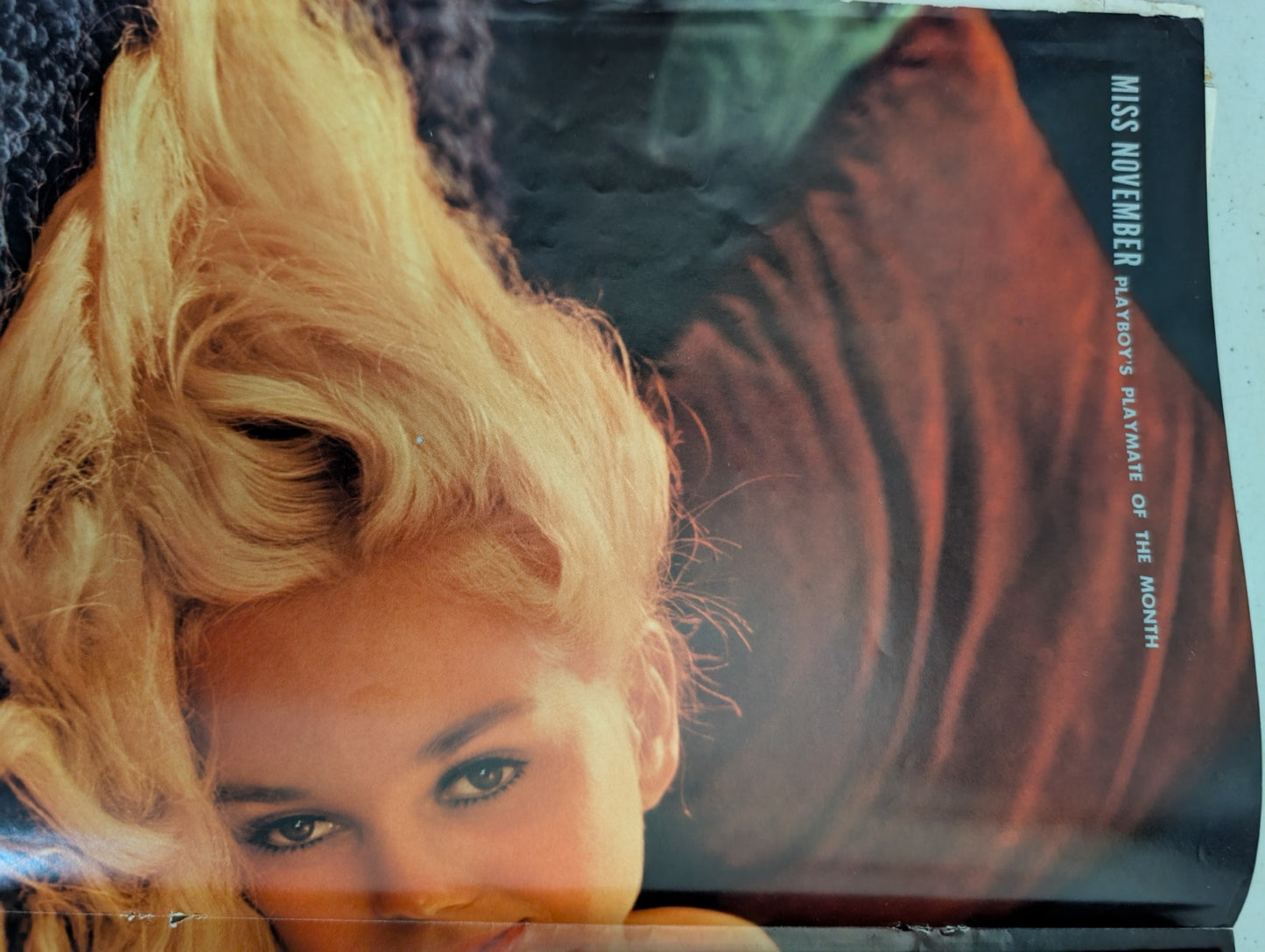 Inside centerfold page view of vintage Playboy magazine