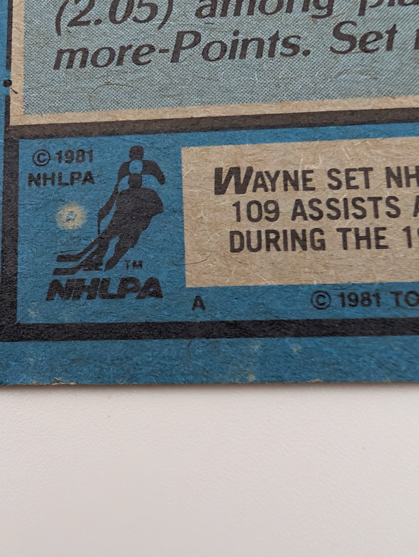 Detail of copyright on 1981 Topps Wayne Gretzky card