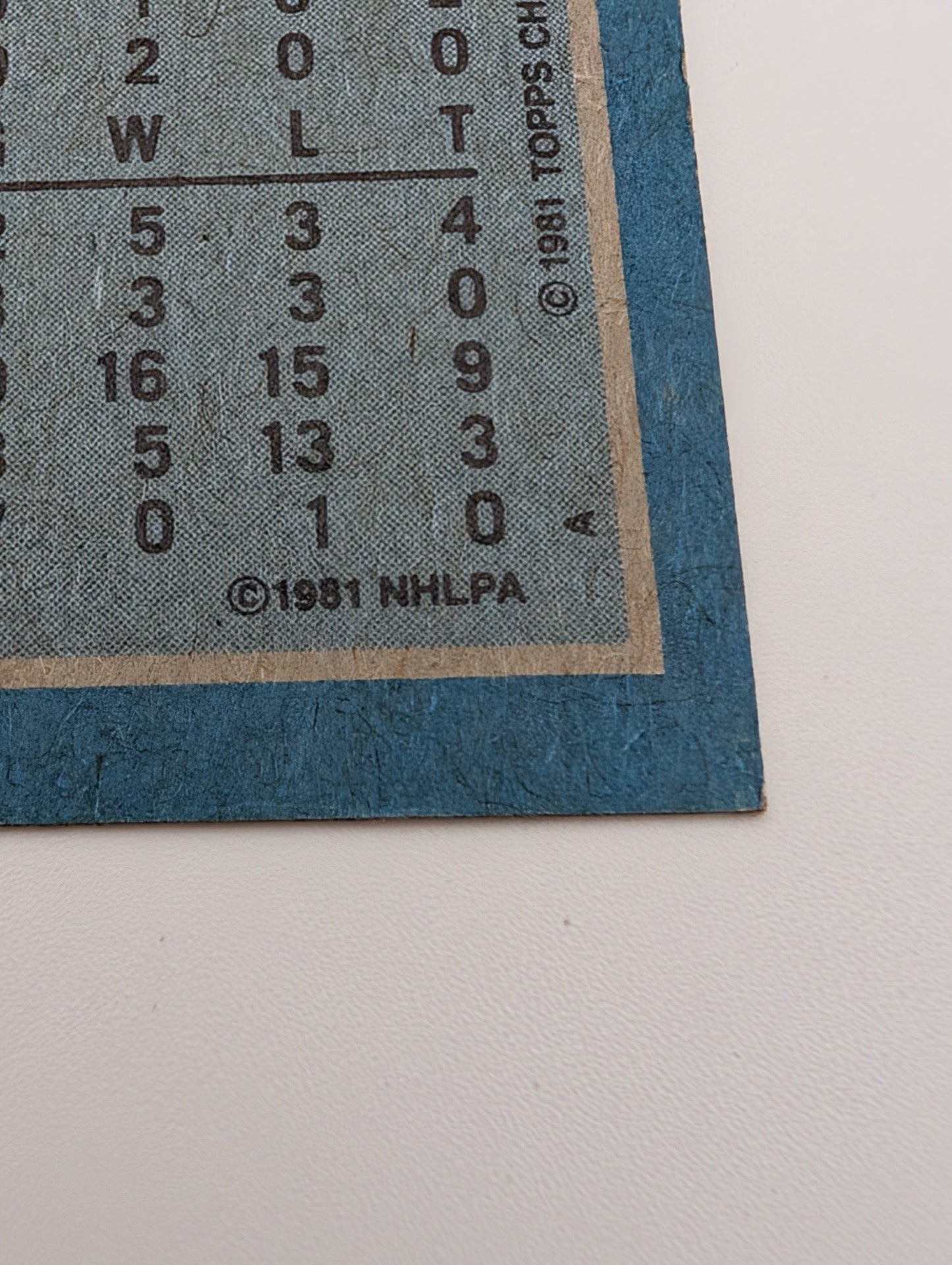 Detail shot of copyright on back of card