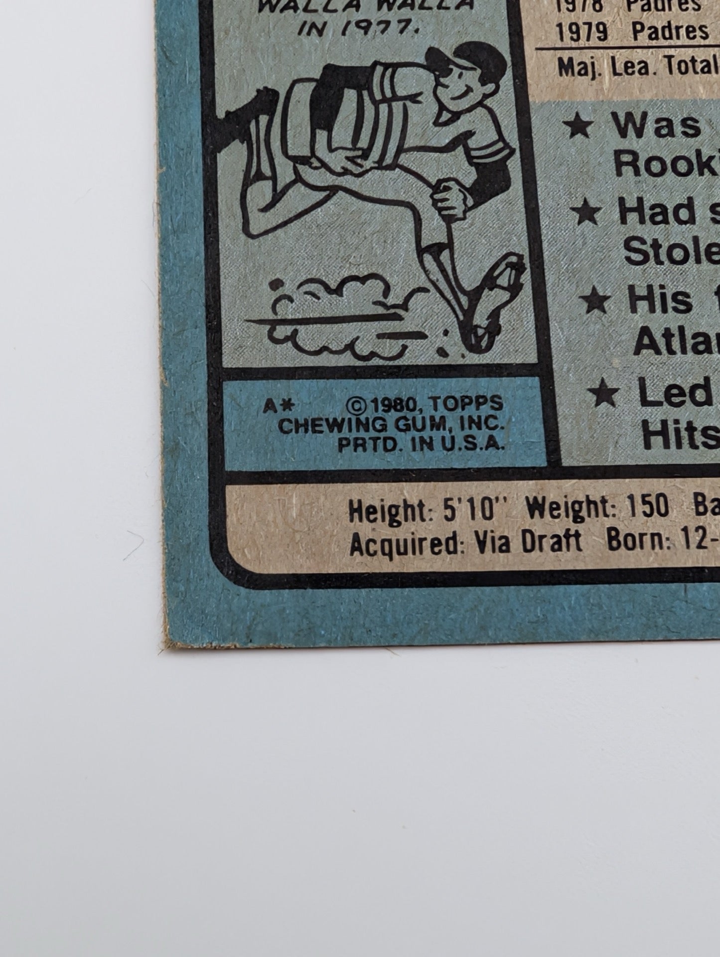 Close up of copyright on back of 1980 Topps Ozzie Smith card