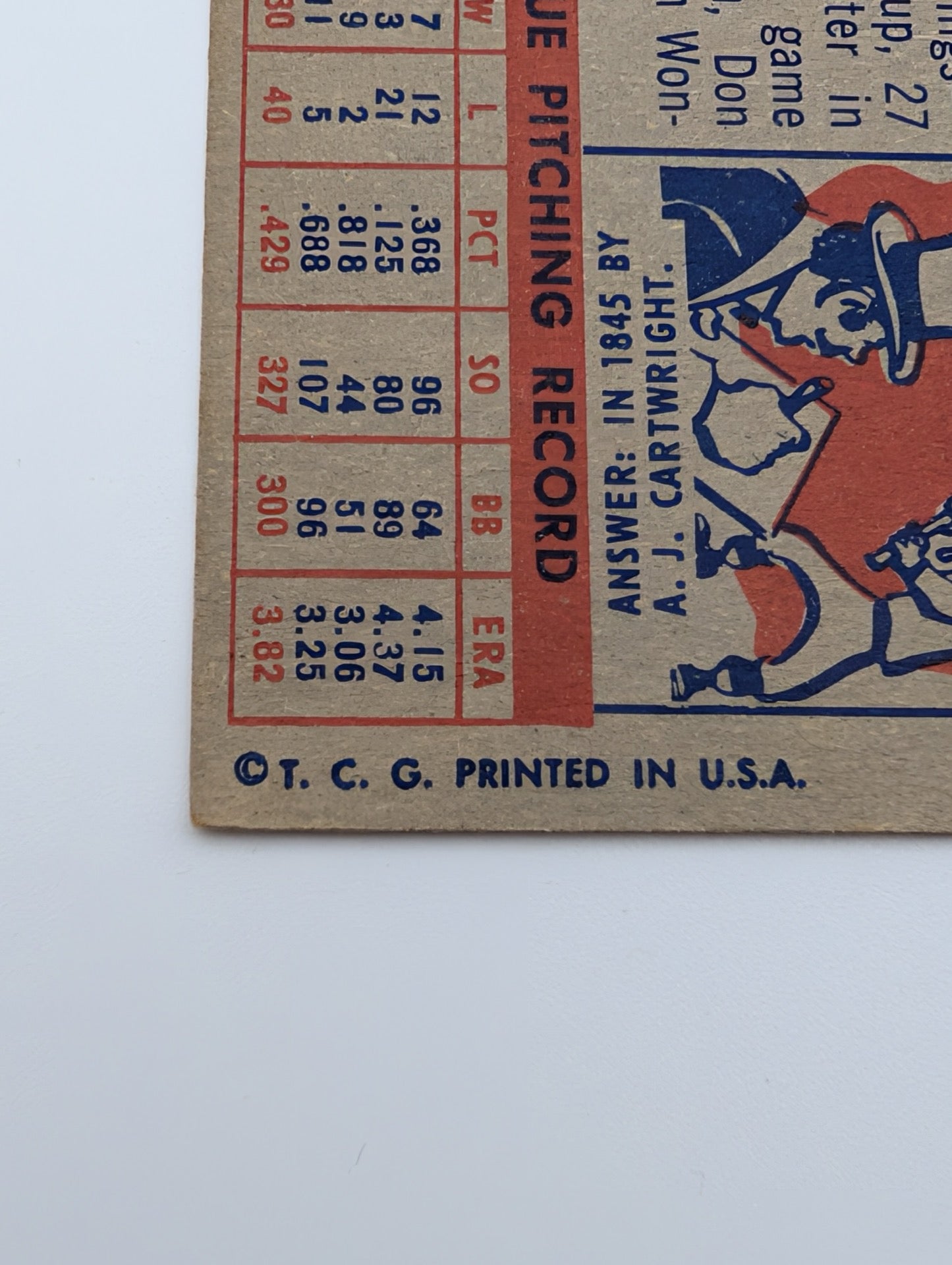 Close up of copyright on back of 1957 Topps Don Larsen card