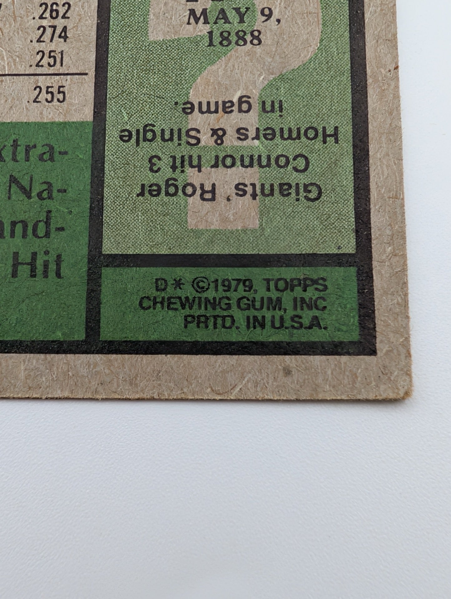 Detail of copyright 1979 Topps on back of card