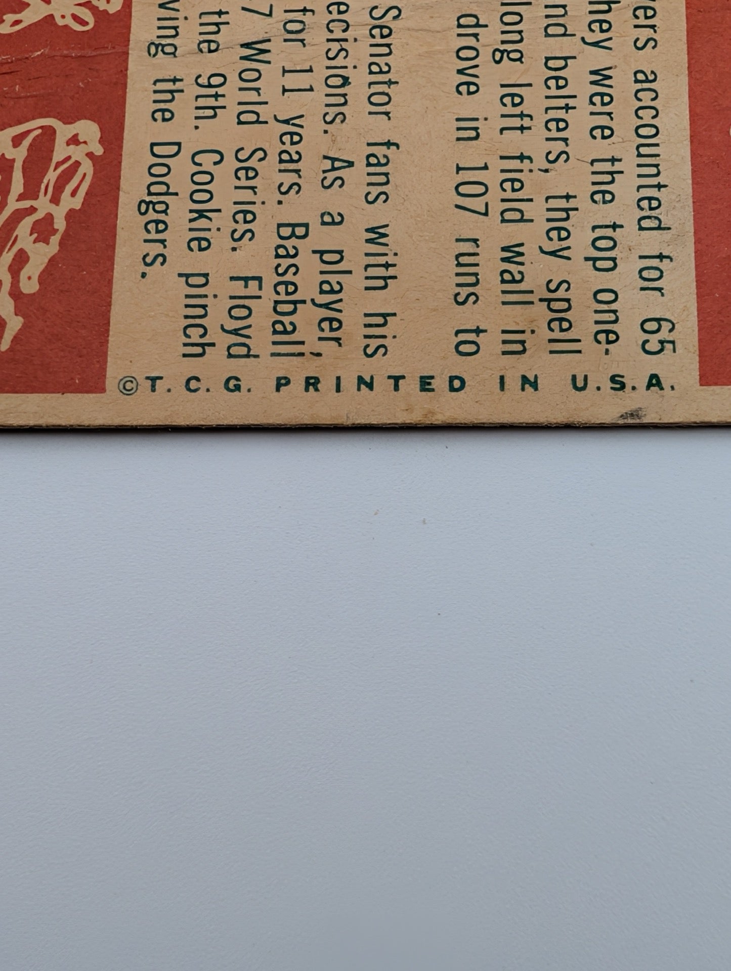 Detail of T.C.G. copyright on back of card