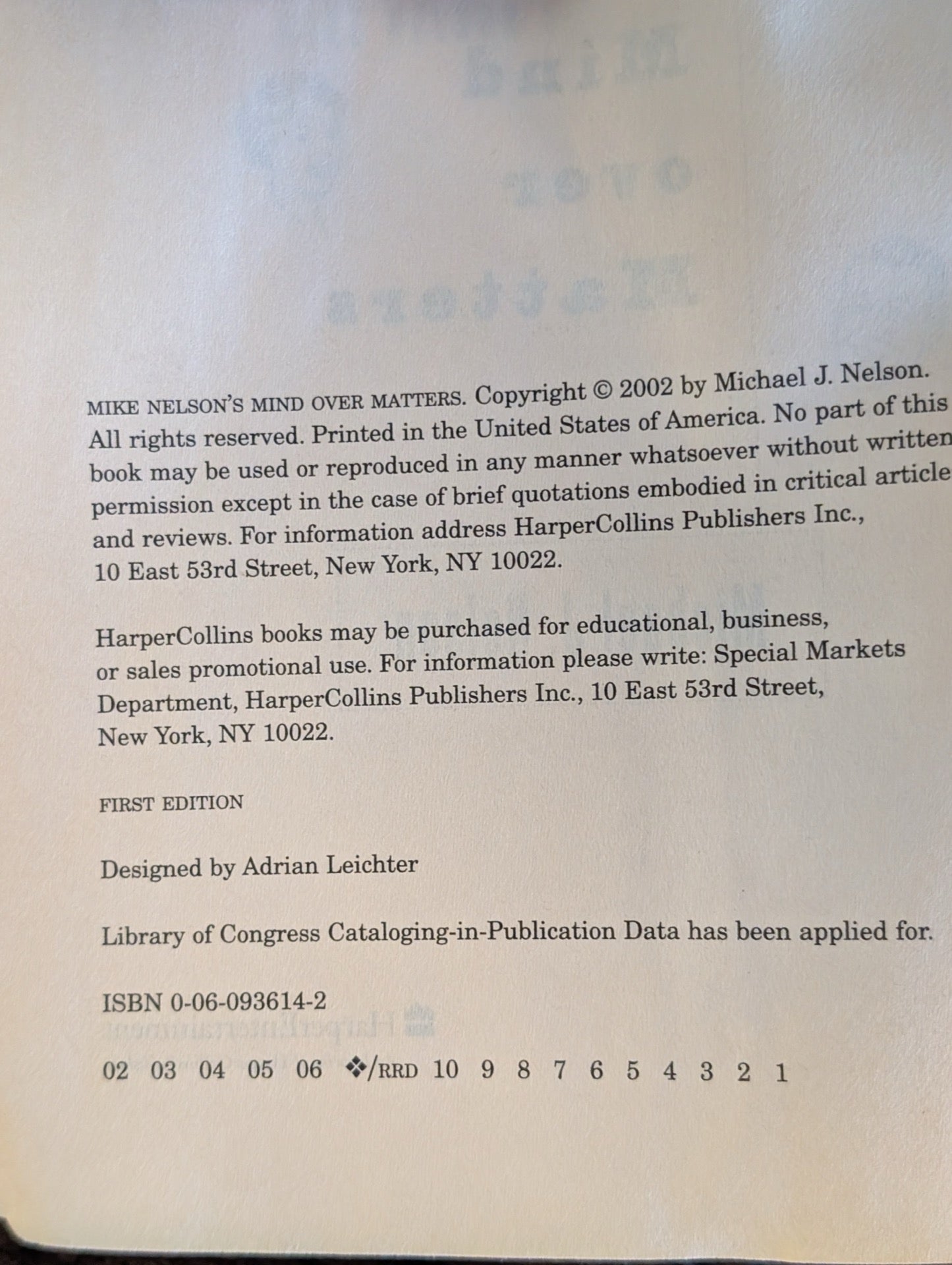 Copyright page indicating First Edition