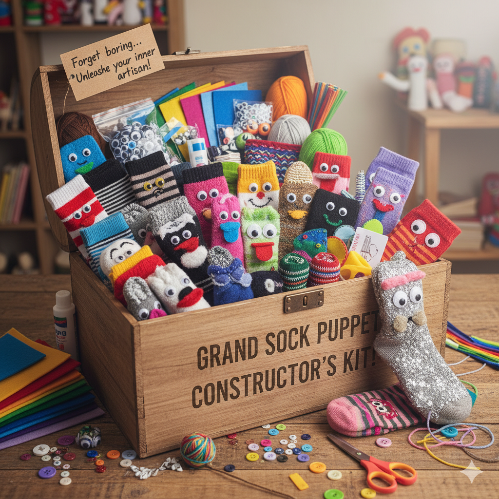 The Grand Sock Puppet Constructor's Kit! 🎭 A Mystery Box of Raw Materials & Creative Potential! FREE SHIP!