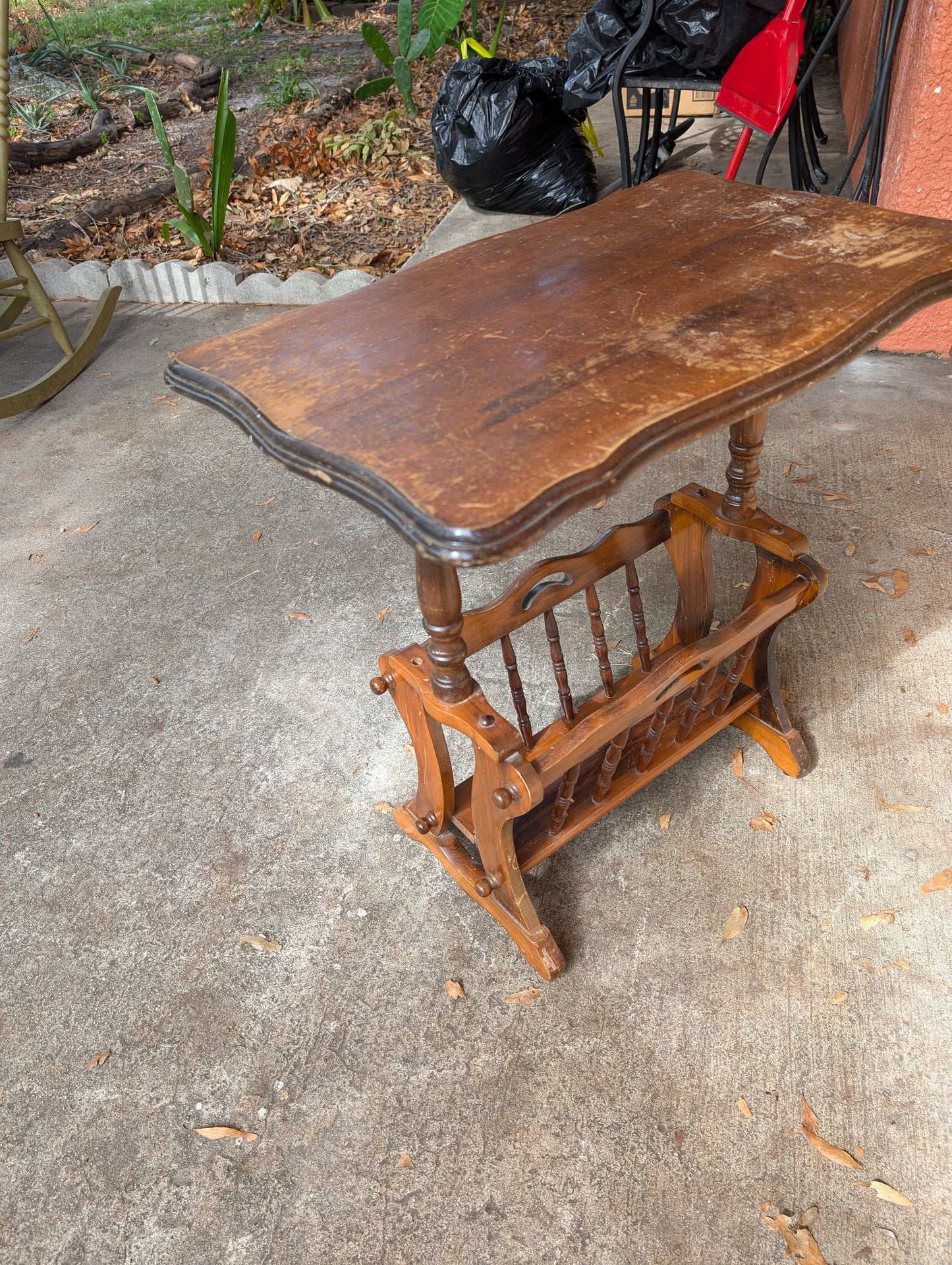 Antique Vintage wooden magazine rack/table