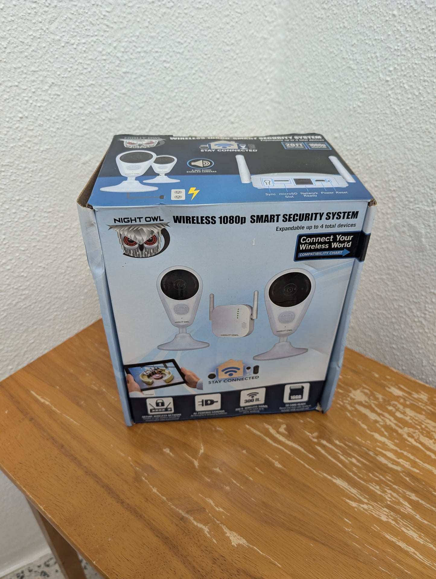 Night Owl 4 Channel 1080p HD Wireless Gateway with 16GB microSD Card and 2 AC Powered Indoor Wireless Cameras