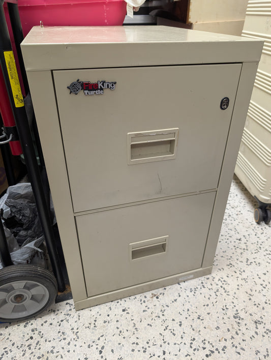 FireKing Turtle Series - Lockable Space Saving Vertical File Cabinet - 1-Hour Fire Rated - 2 Drawers