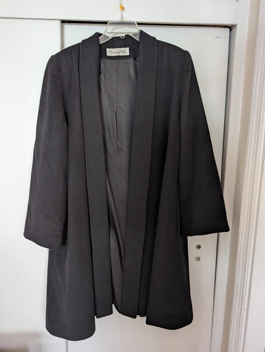 Christian Dior Long Coat Black Camel Wool, Mohair and Virgin Wool Blend