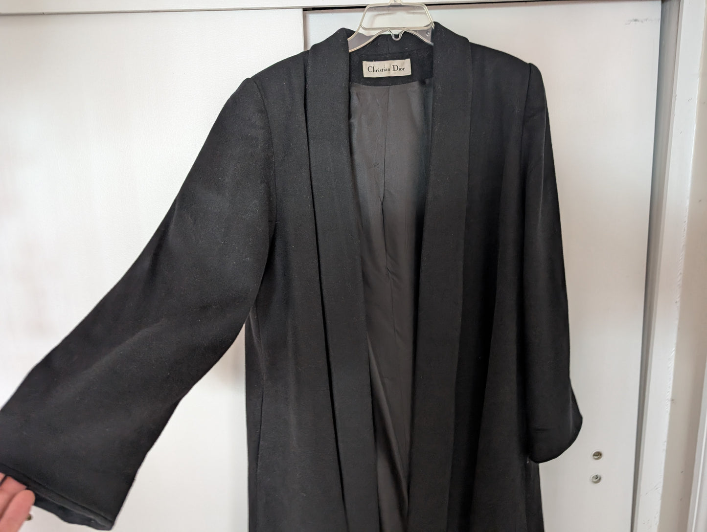 Christian Dior Long Coat Black Camel Wool, Mohair and Virgin Wool Blend