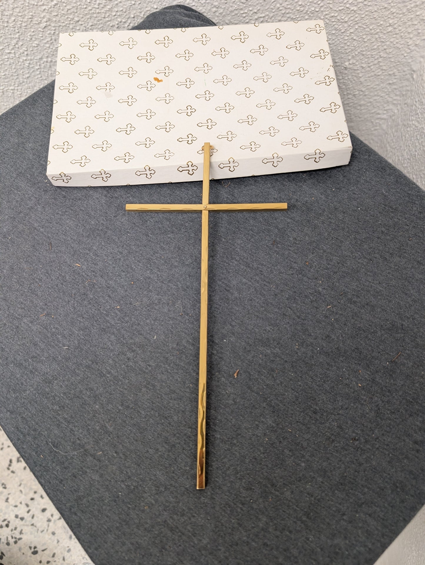 10" Hammered Solid Brass Cross