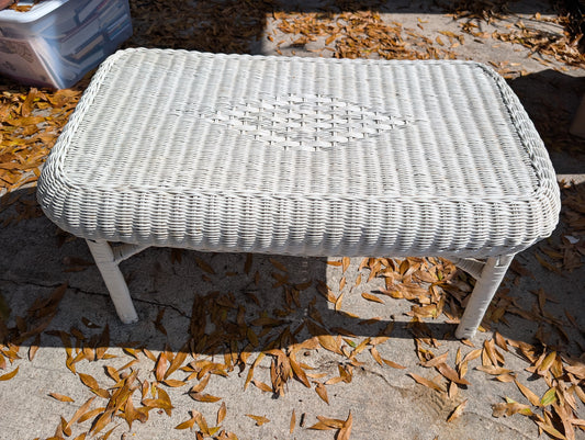 Bamboo Rattan Vintage WHITE BOHO CHIC TABLE